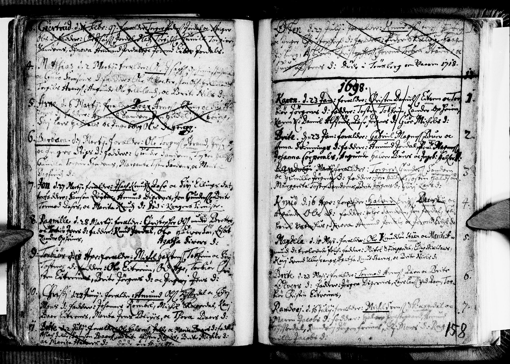 Ullensvang sokneprestembete, SAB/A-78701/H/Haa: Parish register (official) no. A 1 /3, 1676-1719, p. 158