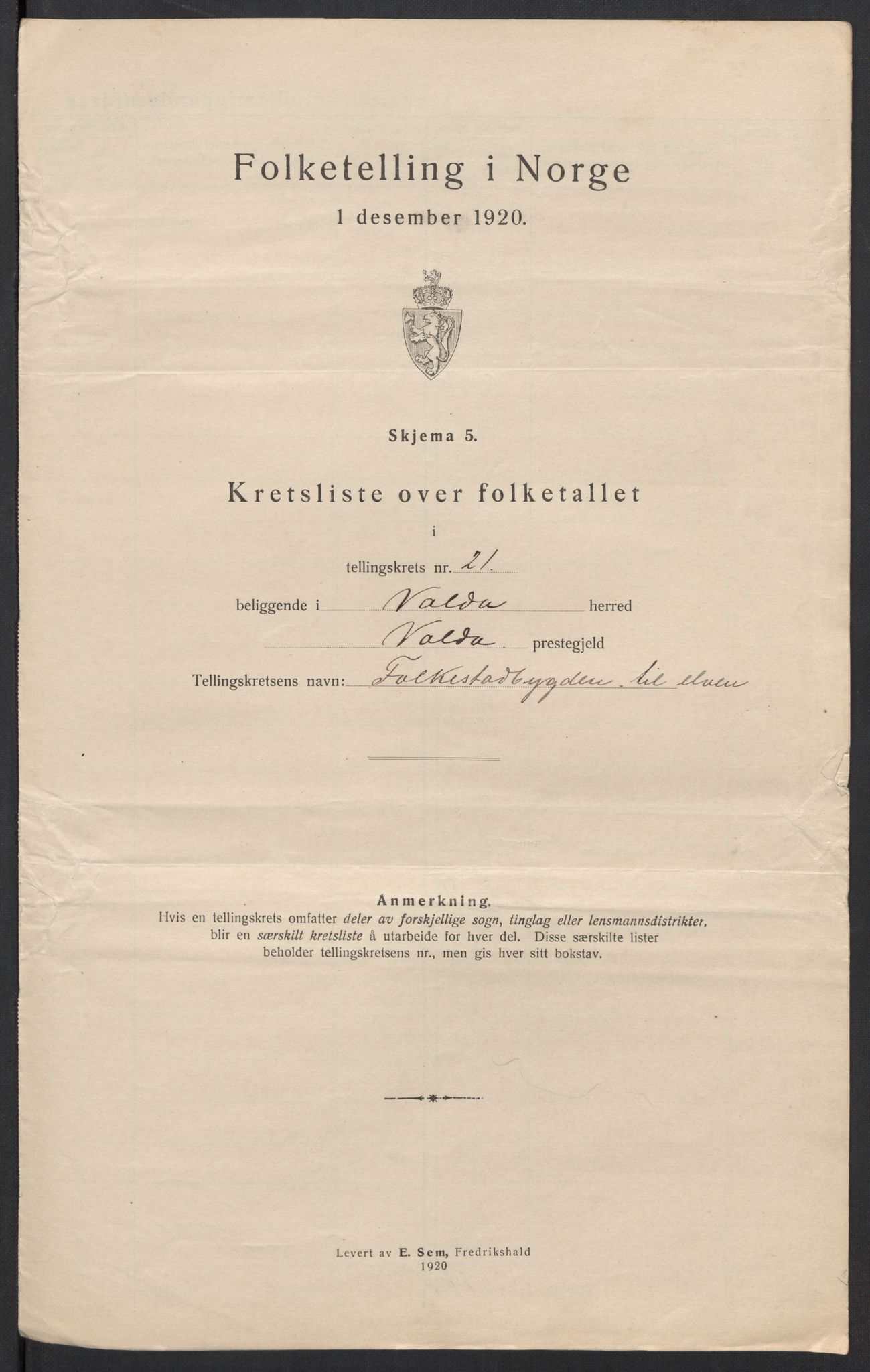 SAT, 1920 census for Volda, 1920, p. 66