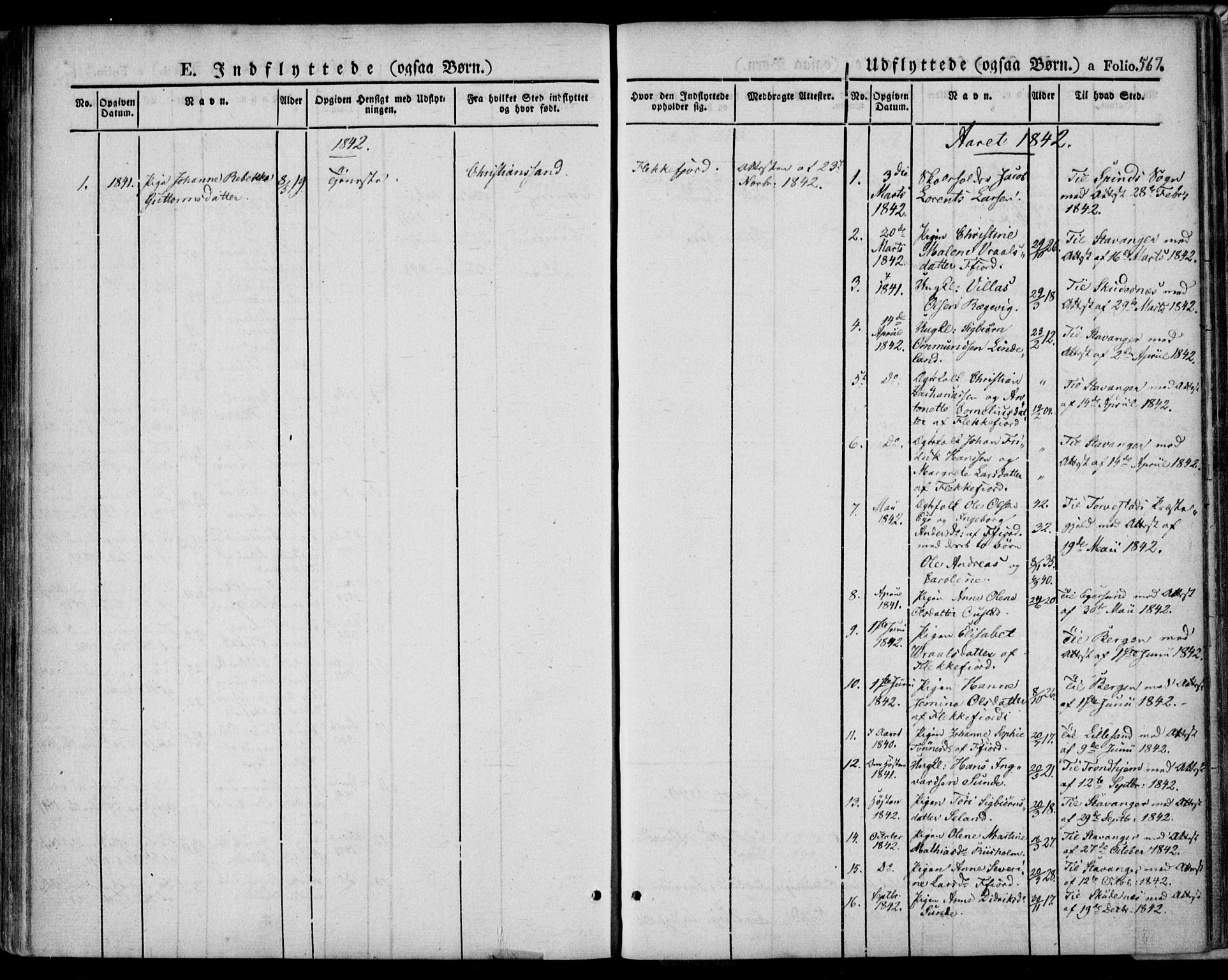 Flekkefjord sokneprestkontor, SAK/1111-0012/F/Fa/Fac/L0004: Parish register (official) no. A 4, 1841-1849, p. 567