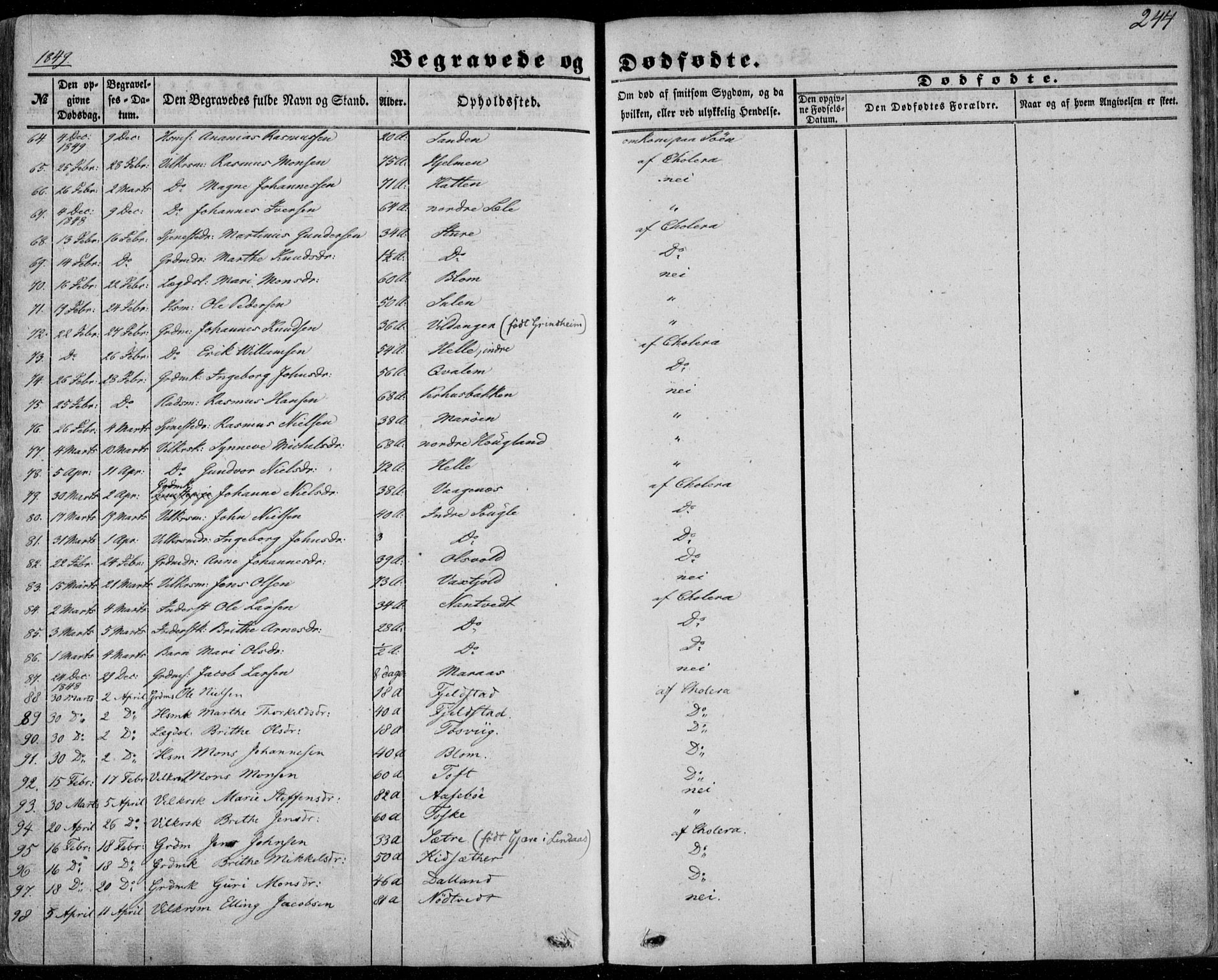 Manger sokneprestembete, AV/SAB-A-76801/H/Haa: Parish register (official) no. A 6, 1849-1859, p. 244