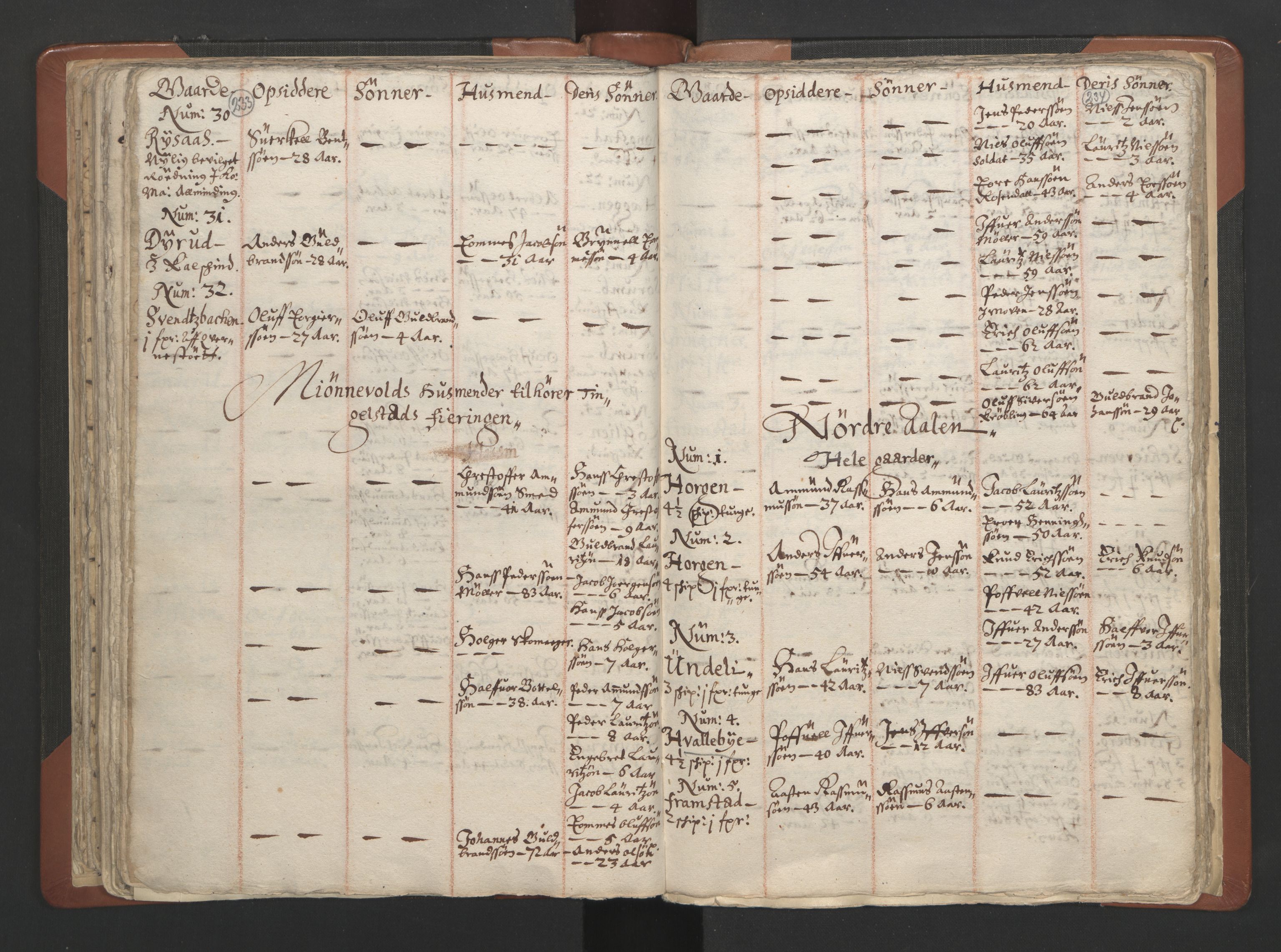 RA, Vicar's Census 1664-1666, no. 7: Hadeland deanery, 1664-1666, p. 233-234