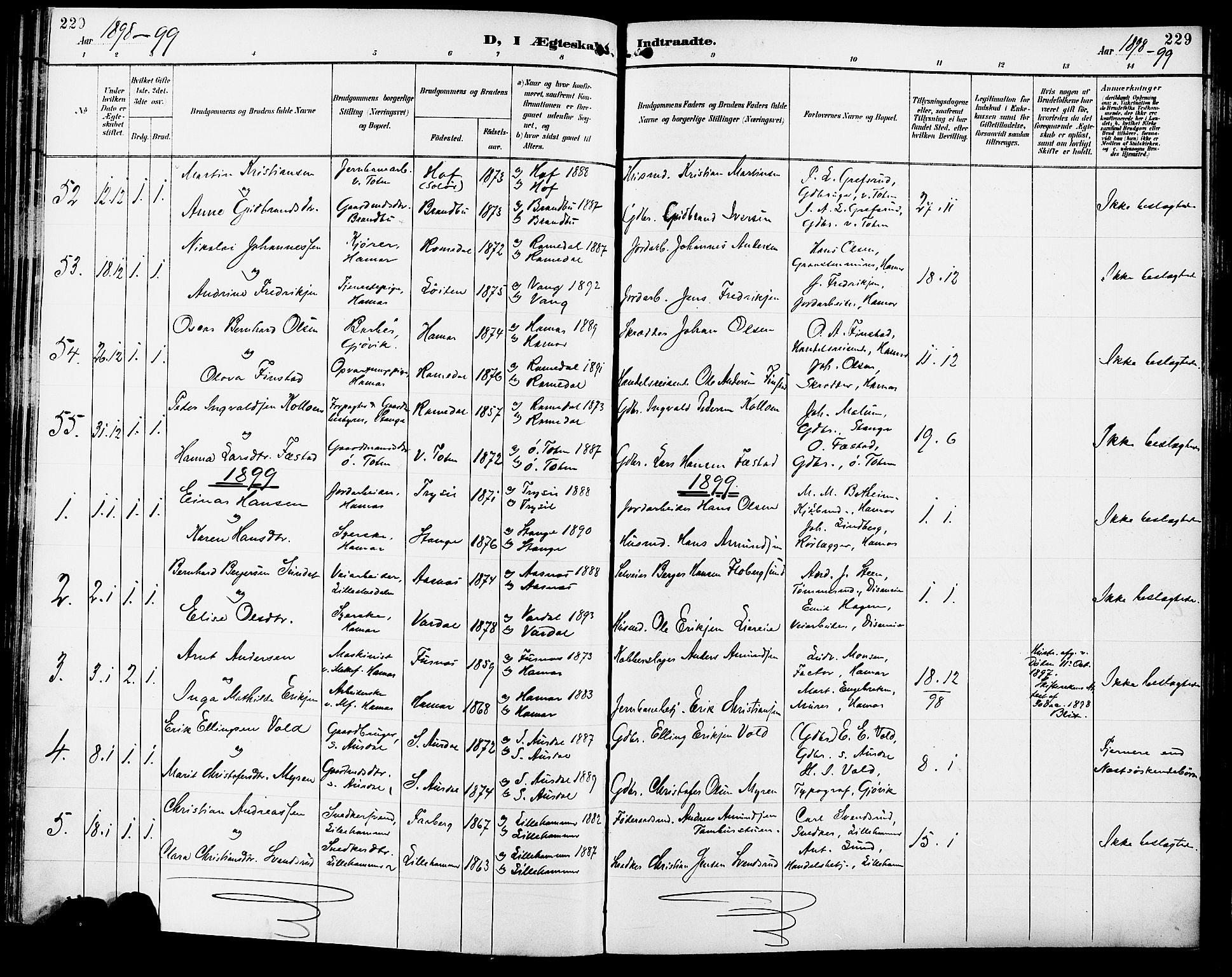 Vang prestekontor, Hedmark, SAH/PREST-008/H/Ha/Haa/L0017: Parish register (official) no. 17, 1890-1899, p. 229