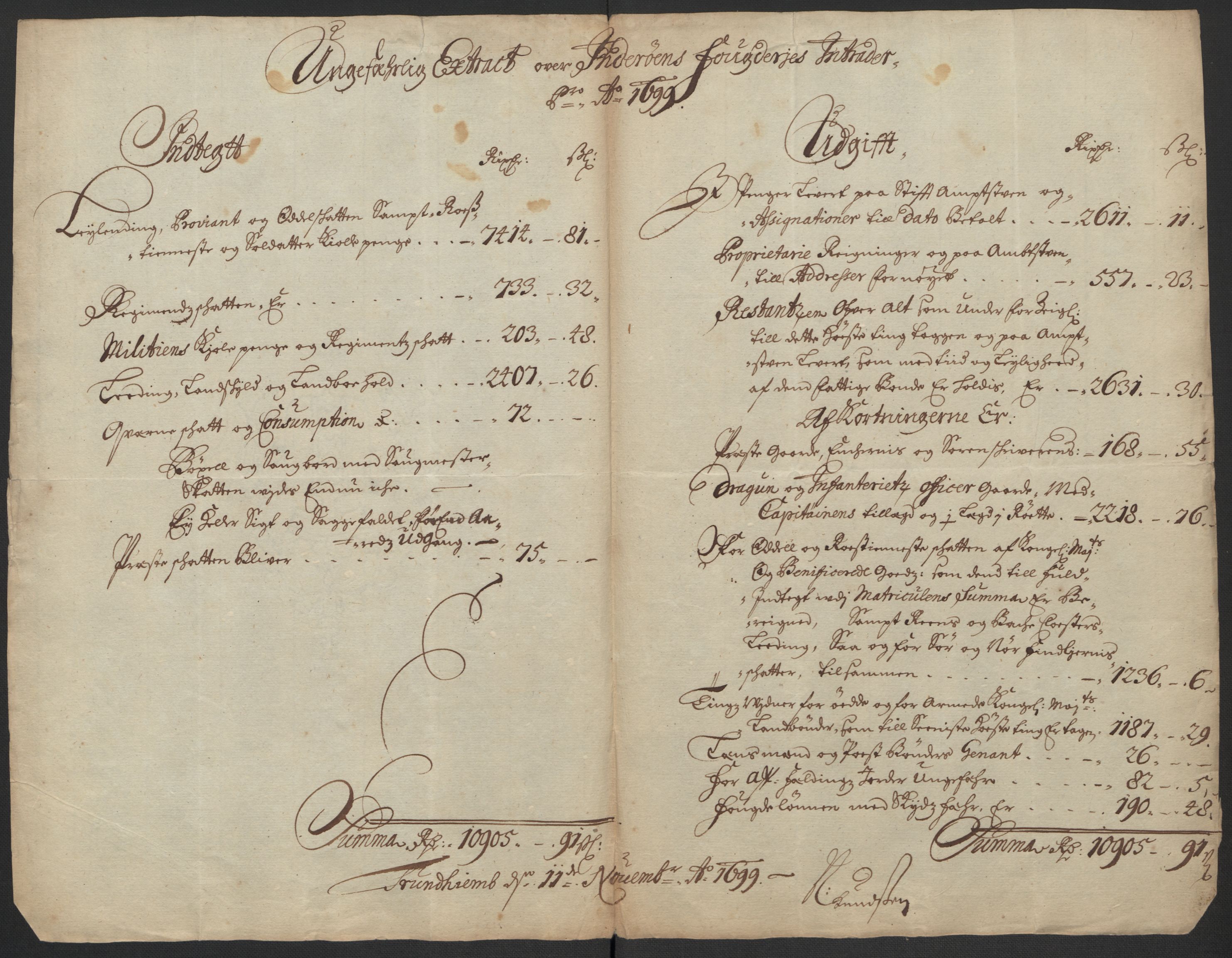 Rentekammeret inntil 1814, Reviderte regnskaper, Fogderegnskap, RA/EA-4092/R63/L4310: Fogderegnskap Inderøy, 1698-1699, p. 268