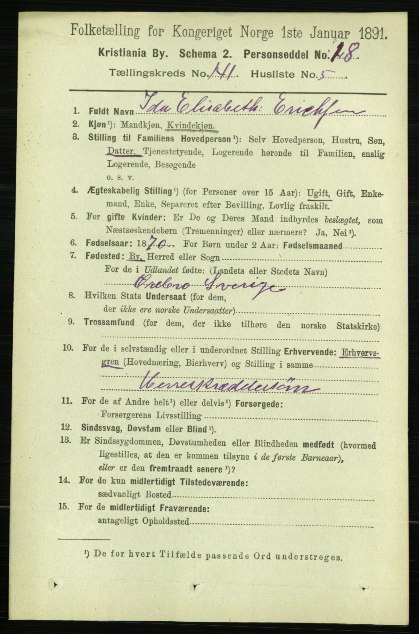 RA, 1891 census for 0301 Kristiania, 1891, p. 78218