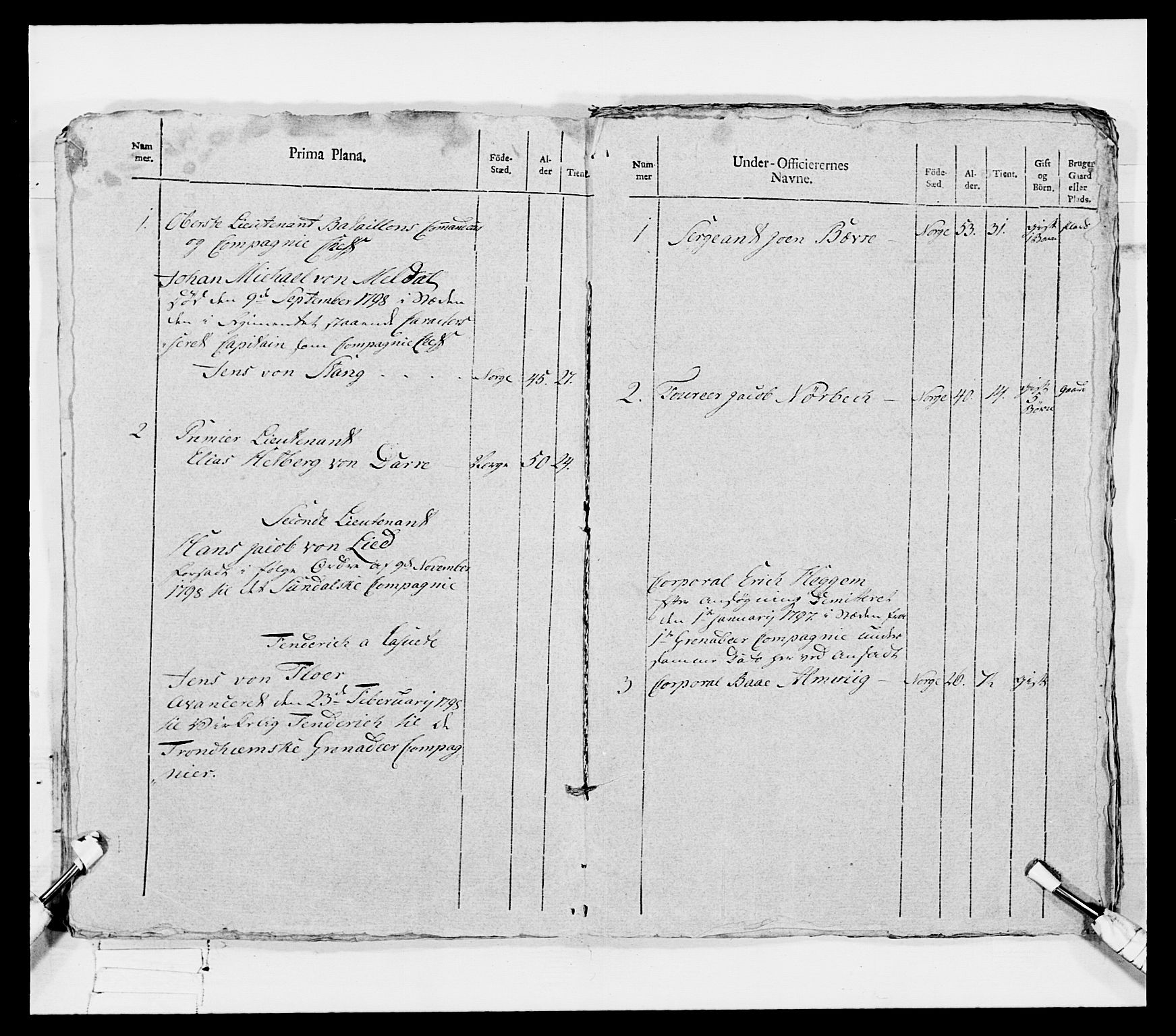 Generalitets- og kommissariatskollegiet, Det kongelige norske kommissariatskollegium, AV/RA-EA-5420/E/Eh/L0080: 2. Trondheimske nasjonale infanteriregiment, 1792-1800, p. 266