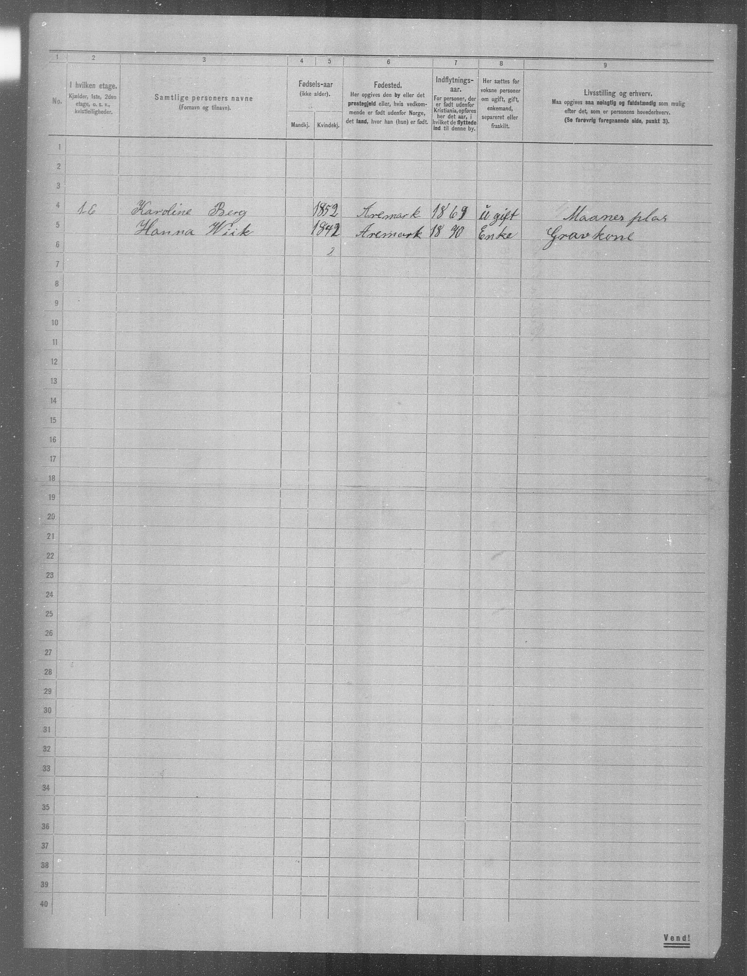 OBA, Municipal Census 1904 for Kristiania, 1904, p. 1737