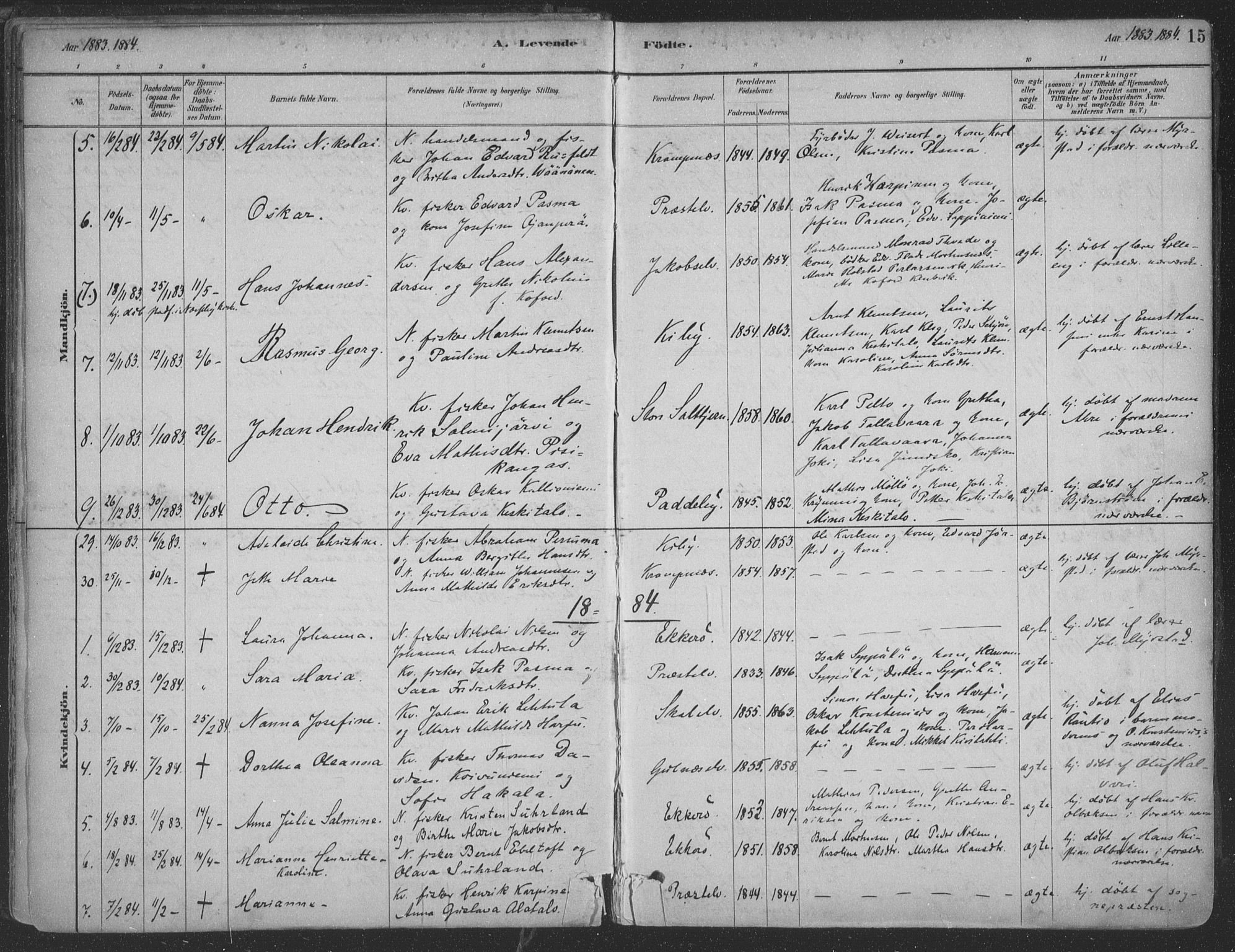 Vadsø sokneprestkontor, SATØ/S-1325/H/Ha/L0009kirke: Parish register (official) no. 9, 1881-1917, p. 15