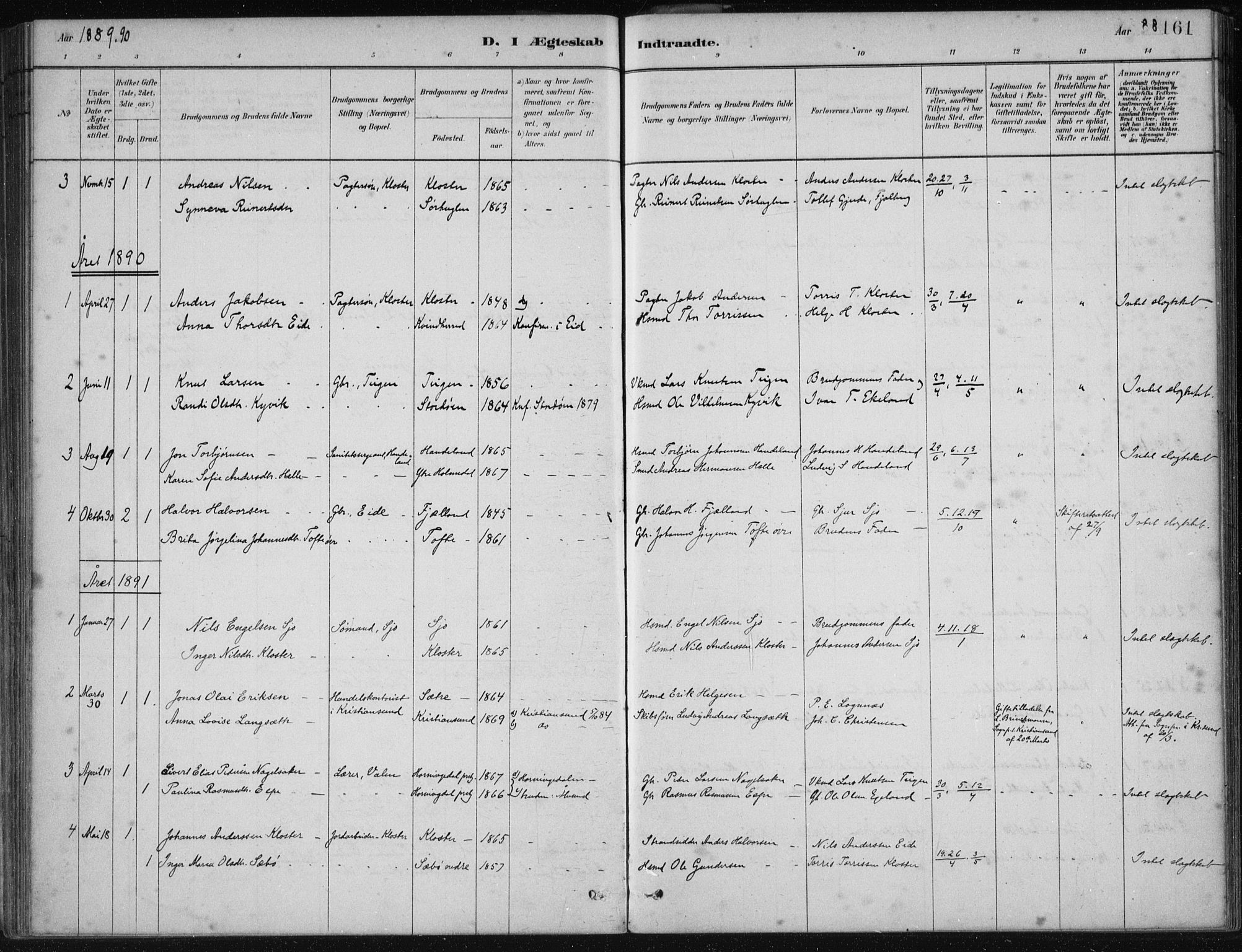 Fjelberg sokneprestembete, AV/SAB-A-75201/H/Haa: Parish register (official) no. C  1, 1879-1918, p. 161