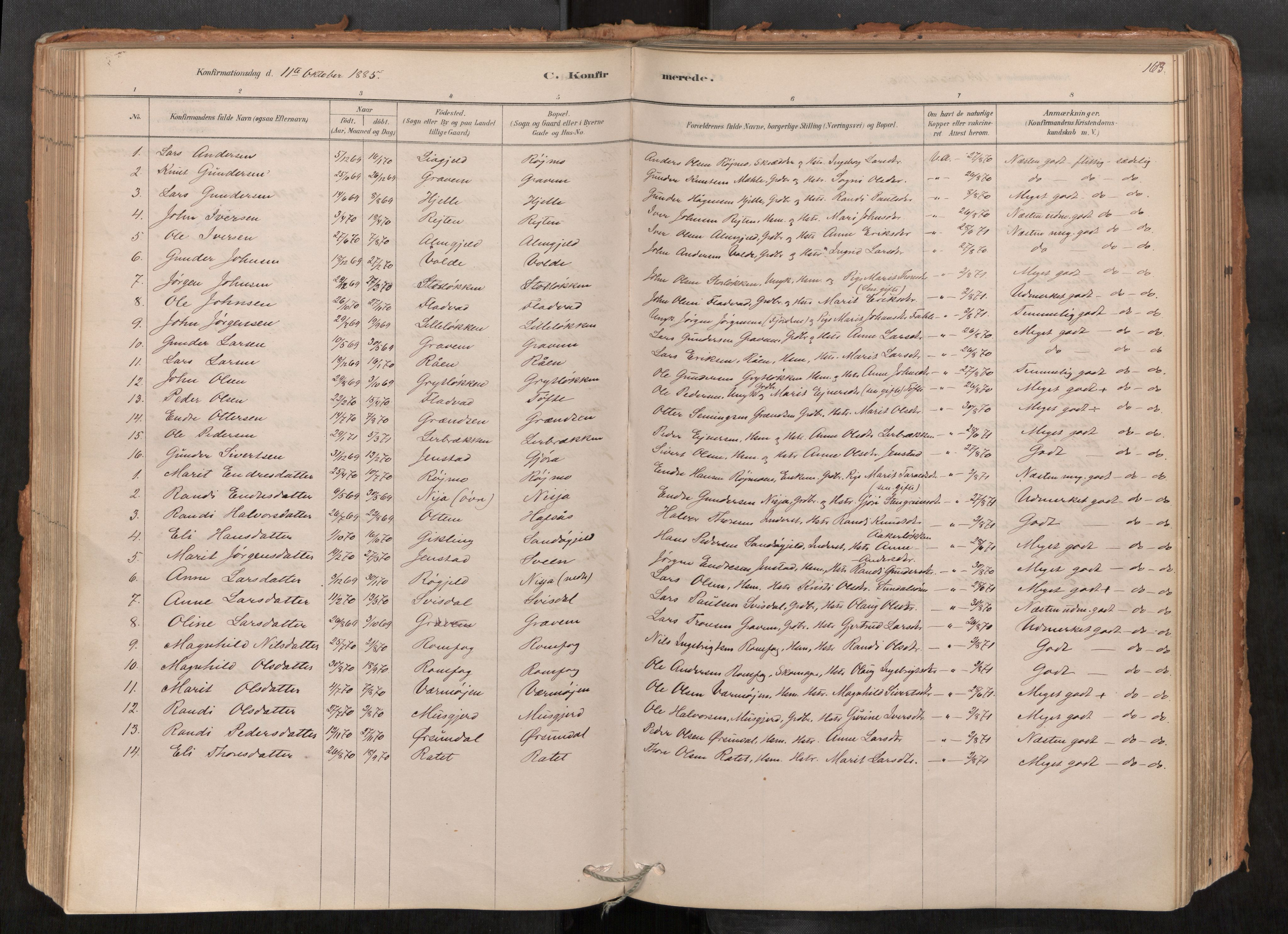 Sunndal sokneprestkontor, AV/SAT-A-1085/1/I/I1/I1a/L0001: Parish register (official) no. 1, 1877-1914, p. 163