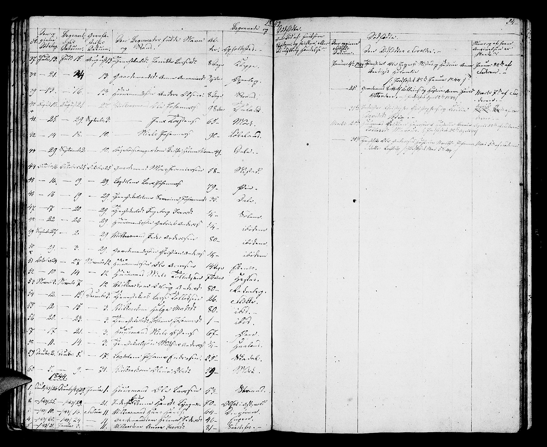 Fjaler sokneprestembete, SAB/A-79801/H/Hab/Haba/L0001: Parish register (copy) no. A 1, 1836-1846, p. 54