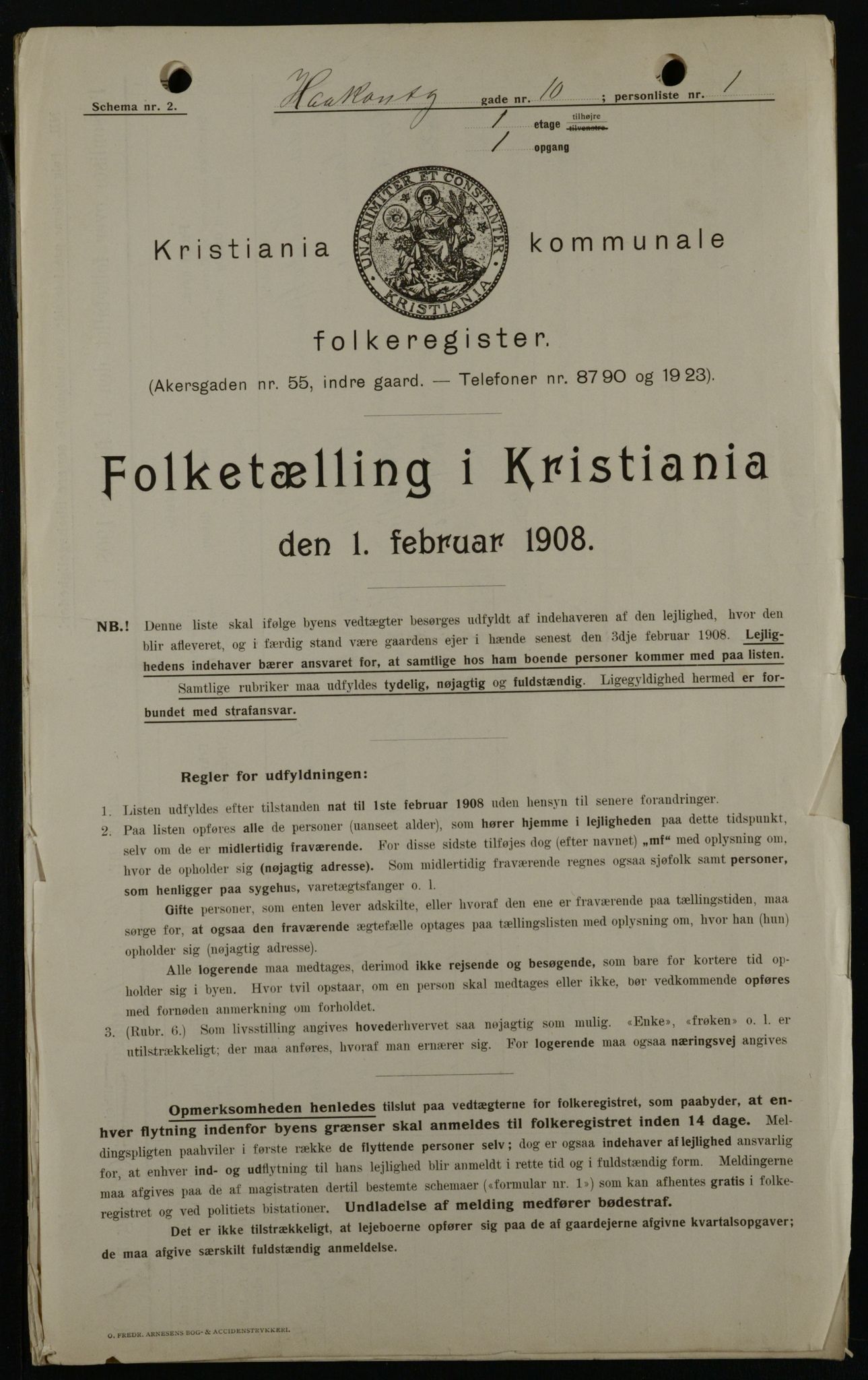 OBA, Municipal Census 1908 for Kristiania, 1908, p. 38409