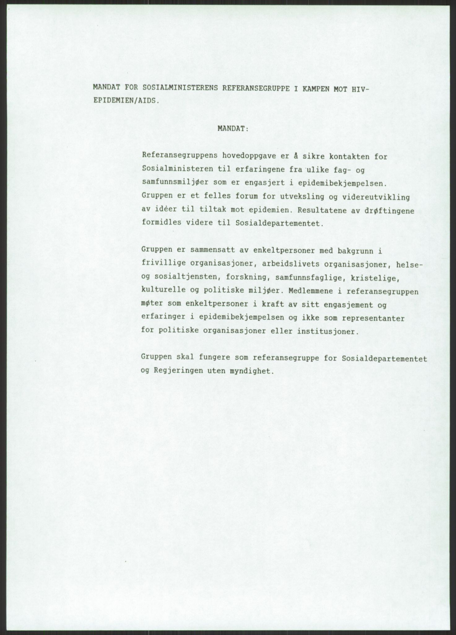 Sosialdepartementet, Administrasjons-, trygde-, plan- og helseavdelingen, AV/RA-S-6179/D/L2240/0003: -- / 619 Diverse. HIV/AIDS, 1986-1987, p. 129