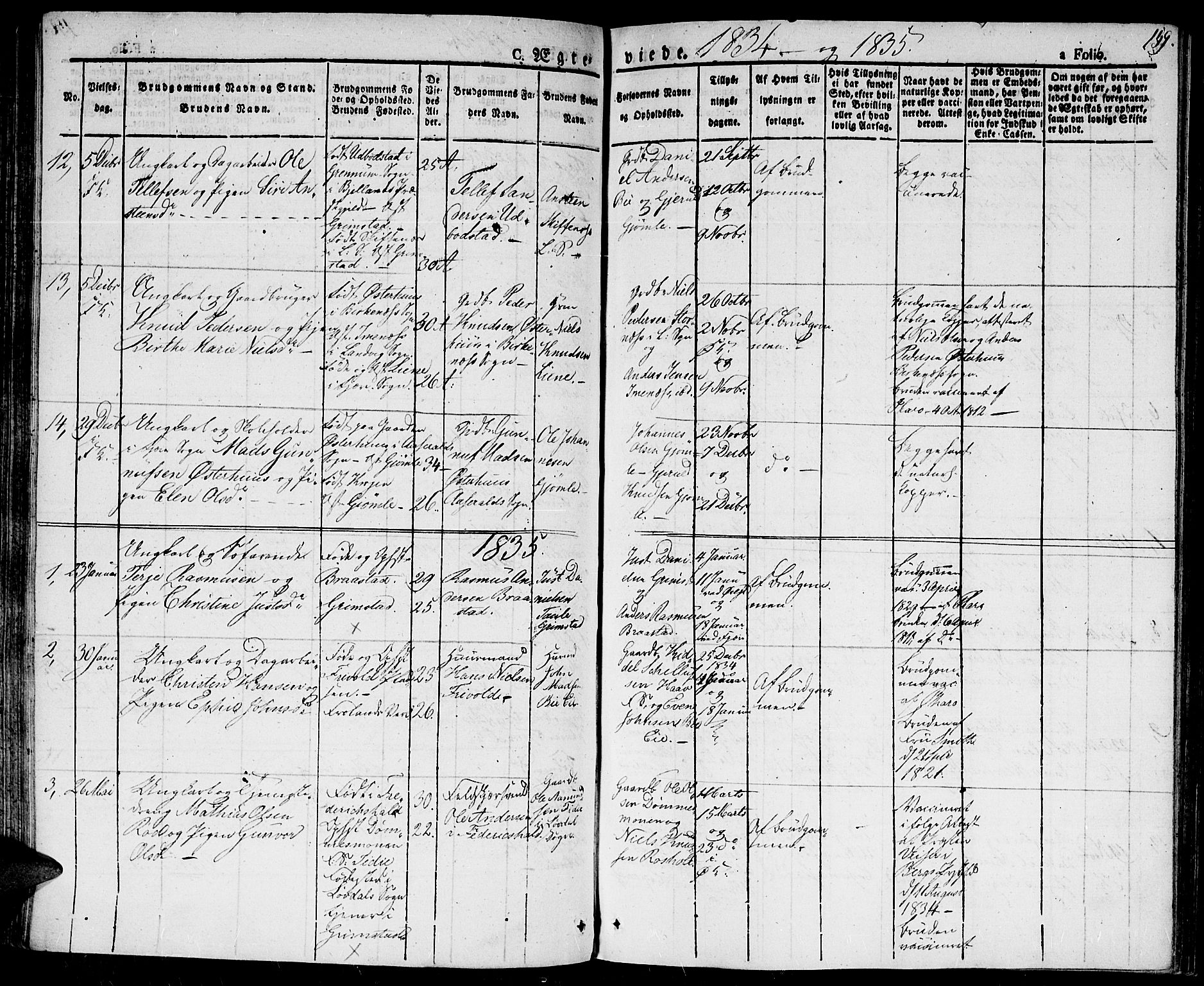 Fjære sokneprestkontor, AV/SAK-1111-0011/F/Fa/L0002: Parish register (official) no. A 2, 1827-1839, p. 159