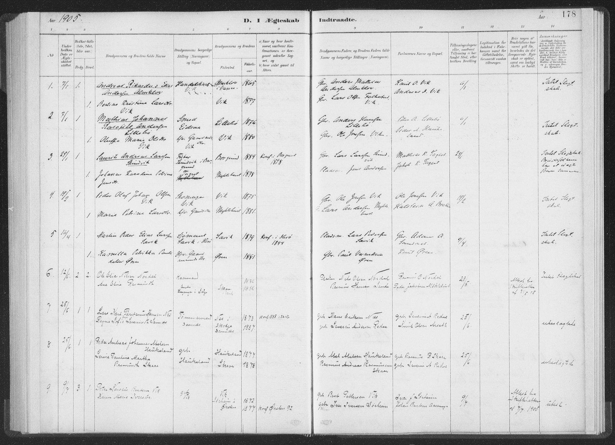 Ministerialprotokoller, klokkerbøker og fødselsregistre - Møre og Romsdal, AV/SAT-A-1454/502/L0025: Parish register (official) no. 502A03, 1885-1909, p. 178