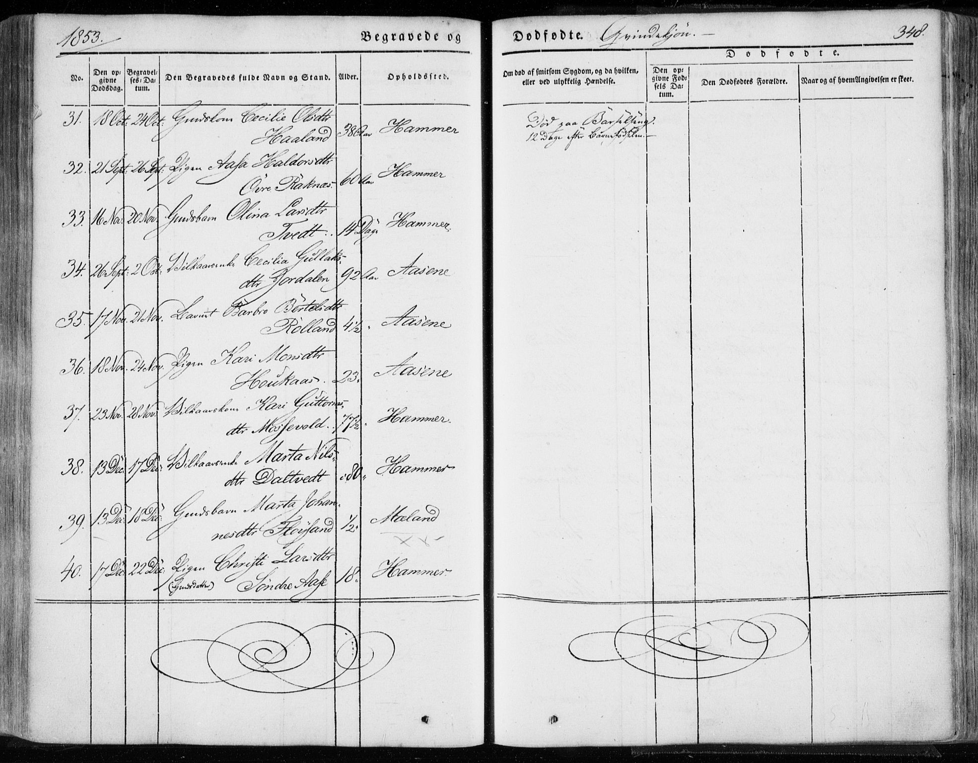 Hamre sokneprestembete, AV/SAB-A-75501/H/Ha/Haa/Haaa/L0013: Parish register (official) no. A 13, 1846-1857, p. 348