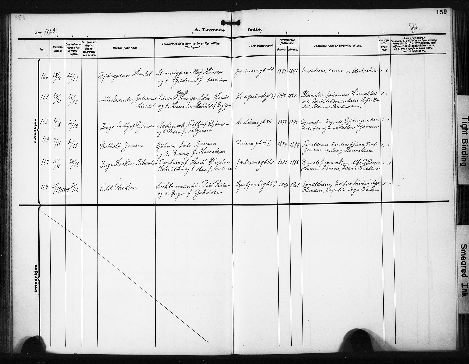 St. Johannes sokneprestkontor, AV/SAST-A-101814/001/30/30BB/L0008: Parish register (copy) no. B 8, 1918-1929, p. 159