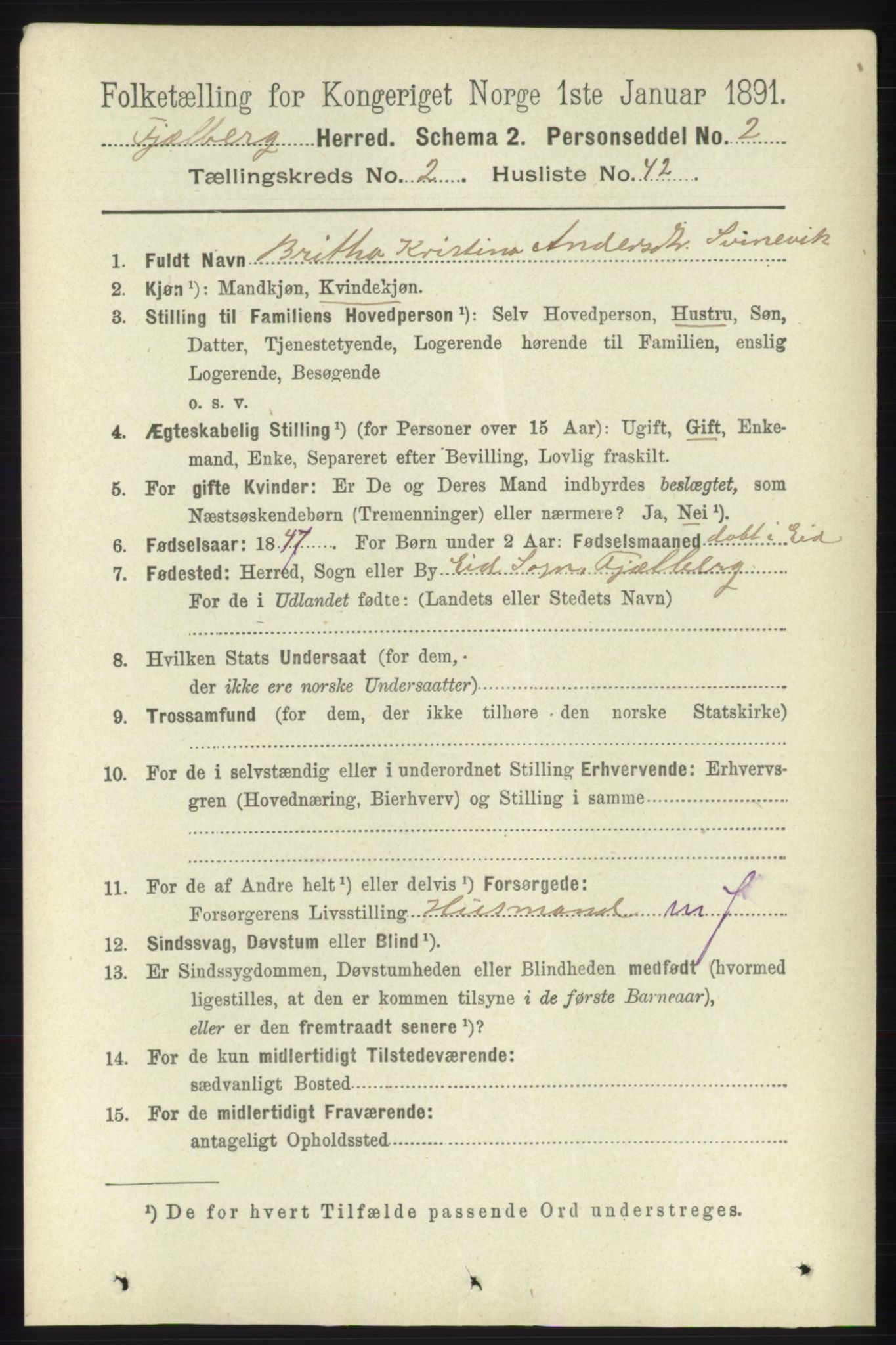 RA, 1891 census for 1213 Fjelberg, 1891, p. 716