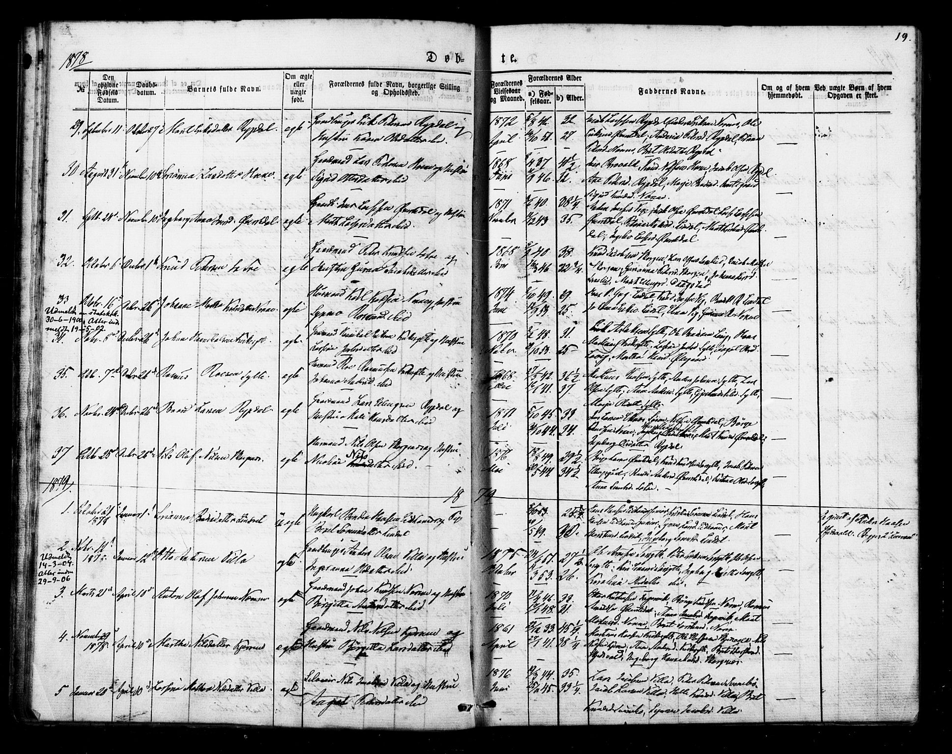 Ministerialprotokoller, klokkerbøker og fødselsregistre - Møre og Romsdal, SAT/A-1454/541/L0545: Parish register (official) no. 541A02, 1872-1886, p. 19