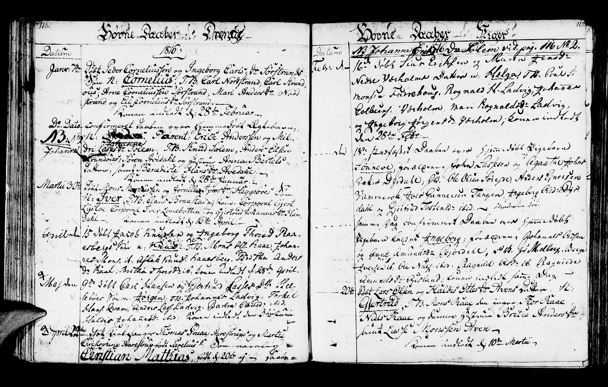 Lavik sokneprestembete, SAB/A-80901: Parish register (official) no. A 1, 1809-1822, p. 116-117