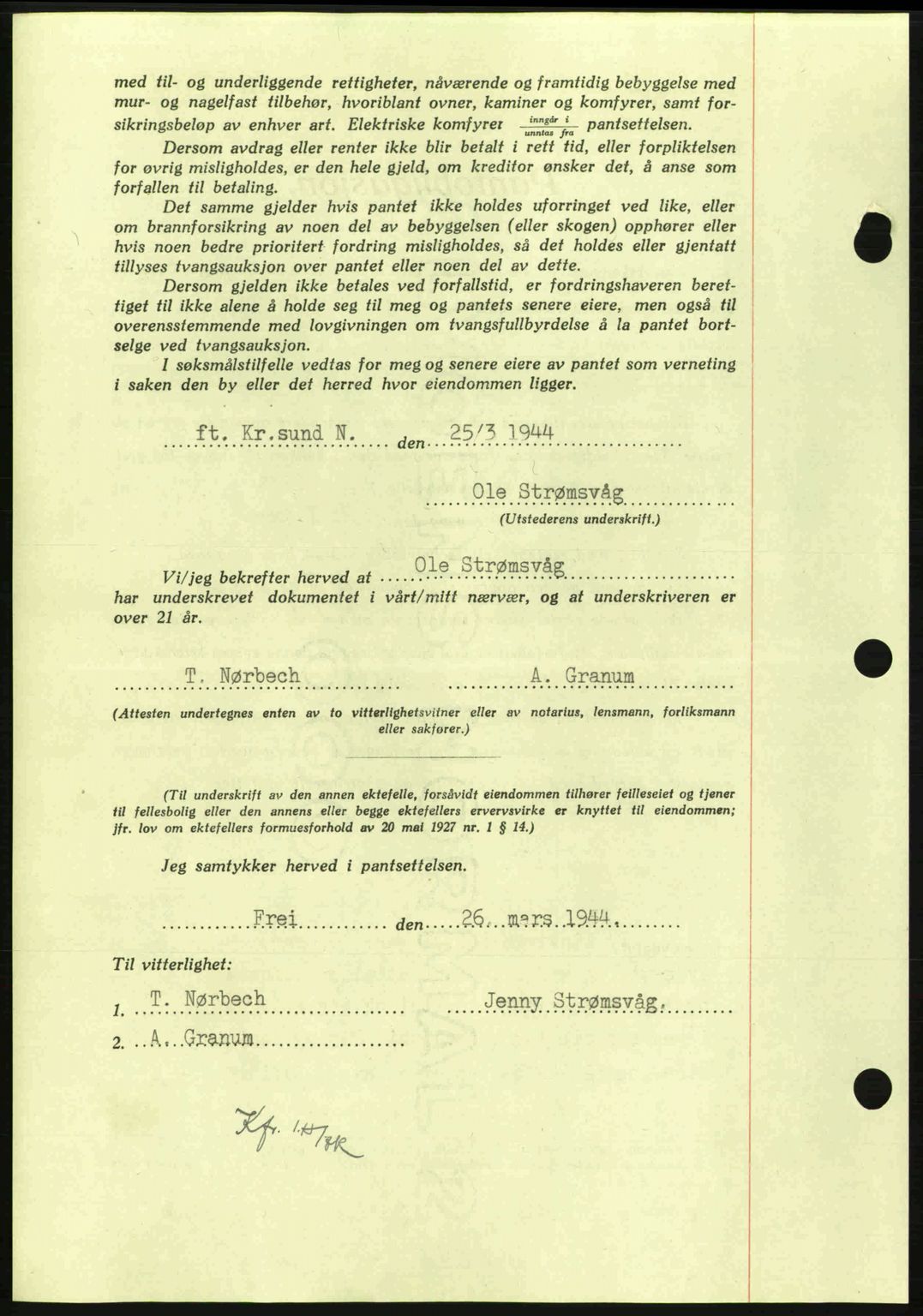 Nordmøre sorenskriveri, AV/SAT-A-4132/1/2/2Ca: Mortgage book no. B91, 1943-1944, Diary no: : 575/1944