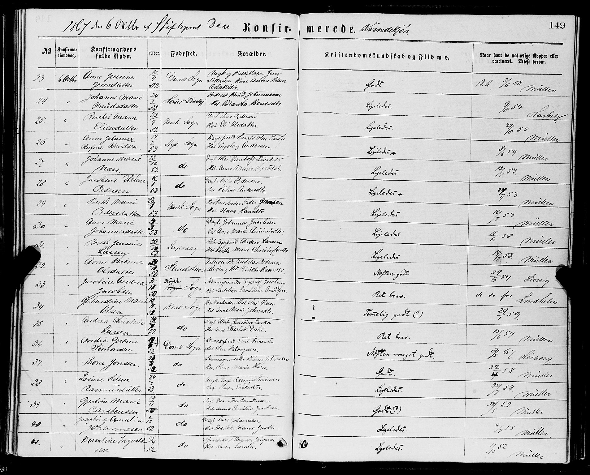 Domkirken sokneprestembete, SAB/A-74801/H/Haa/L0029: Parish register (official) no. C 4, 1864-1879, p. 149