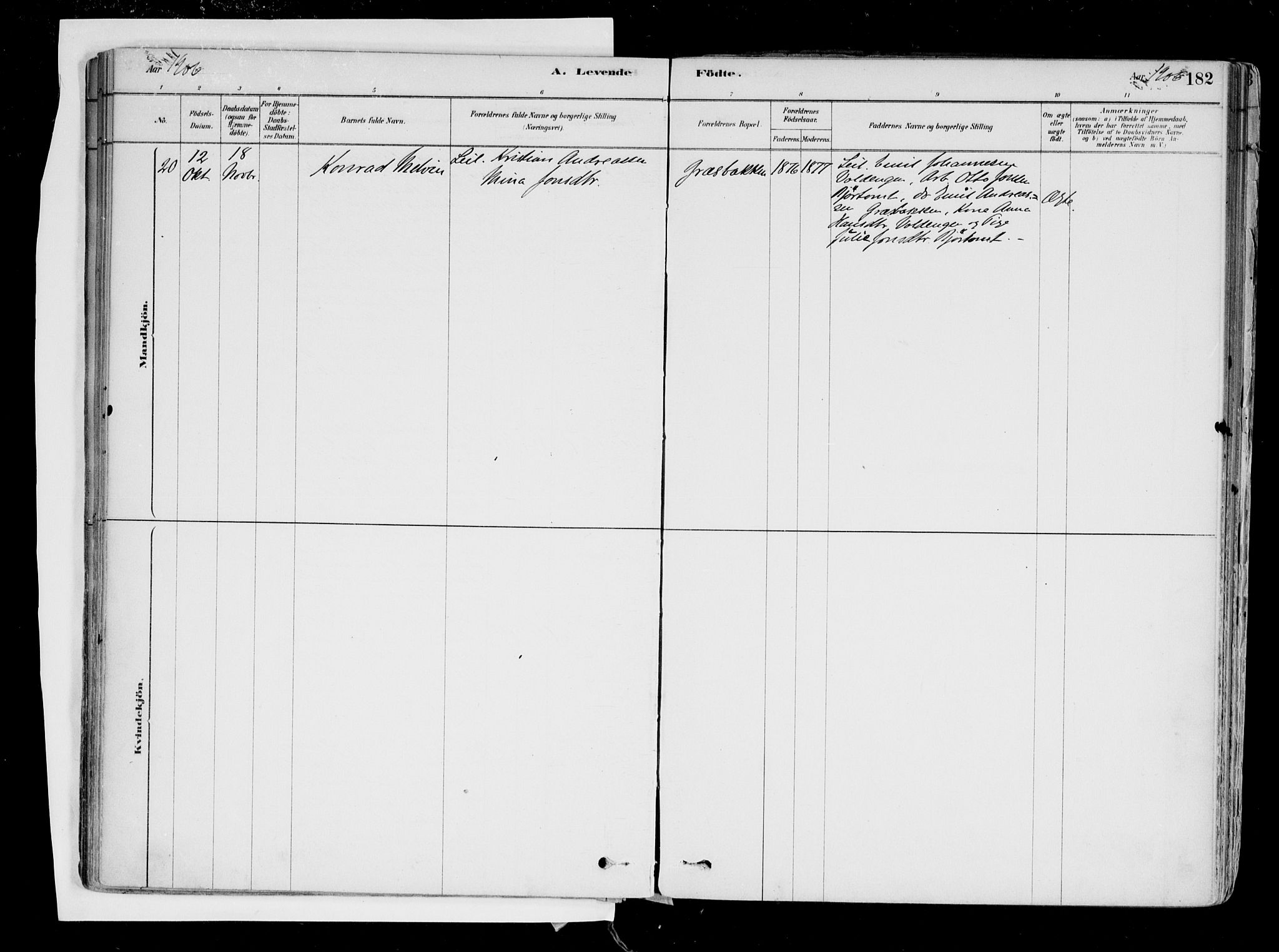 Hurdal prestekontor Kirkebøker, AV/SAO-A-10889/F/Fa/L0007: Parish register (official) no. I 7, 1878-1906, p. 182