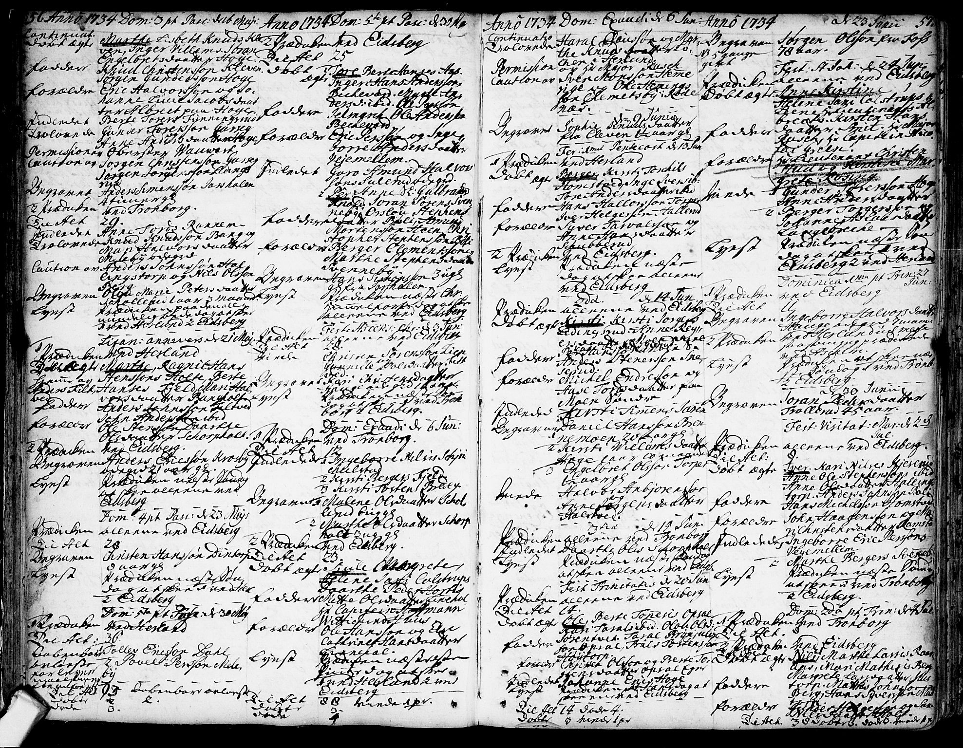 Eidsberg prestekontor Kirkebøker, AV/SAO-A-10905/F/Fa/L0002: Parish register (official) no. I 2, 1731-1741, p. 56-57