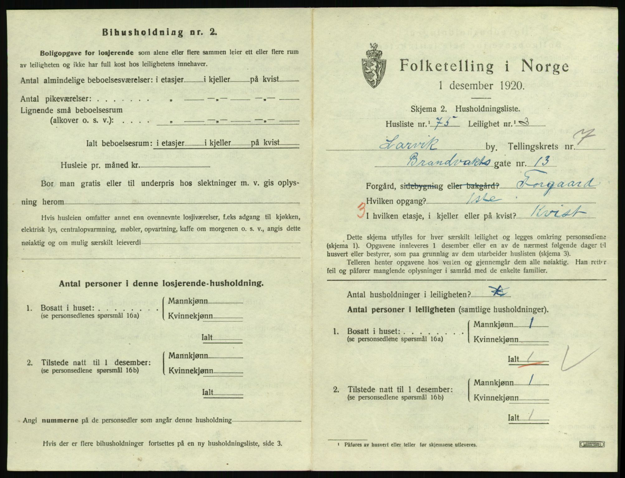 SAKO, 1920 census for Larvik, 1920, p. 6256