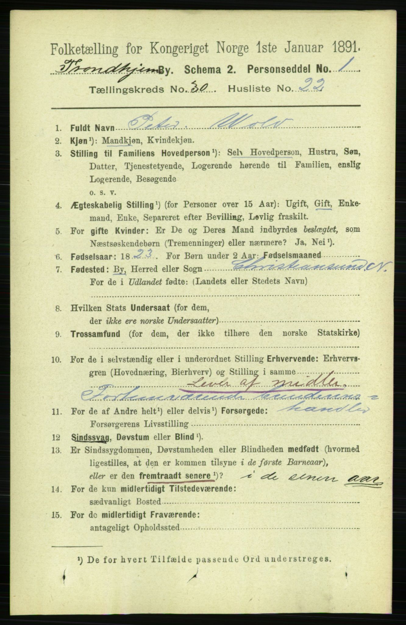 RA, 1891 census for 1601 Trondheim, 1891, p. 22610