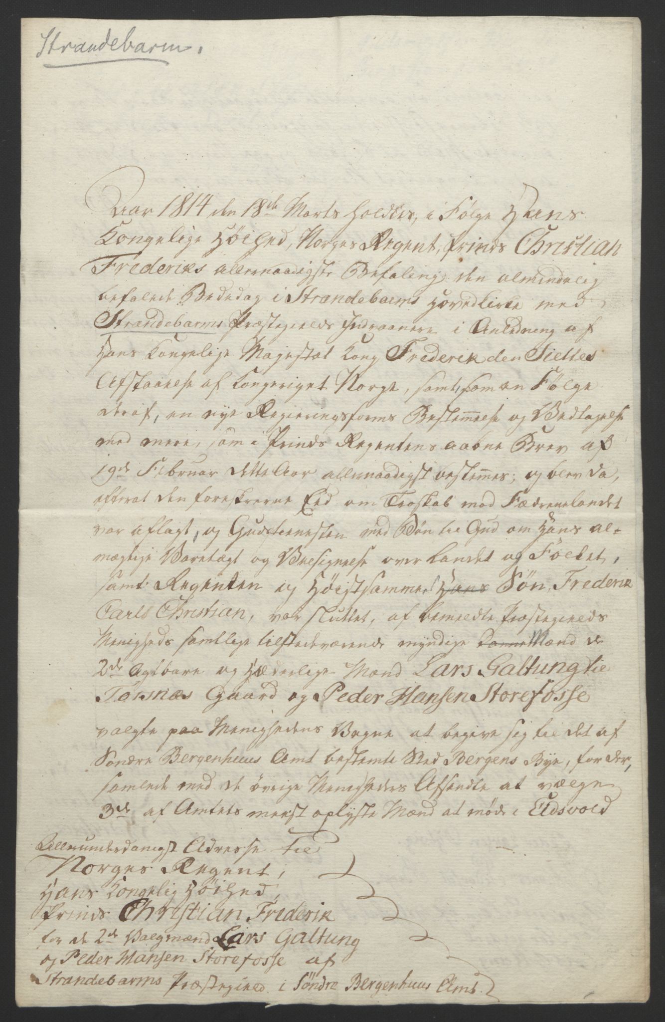 Statsrådssekretariatet, RA/S-1001/D/Db/L0008: Fullmakter for Eidsvollsrepresentantene i 1814. , 1814, p. 298
