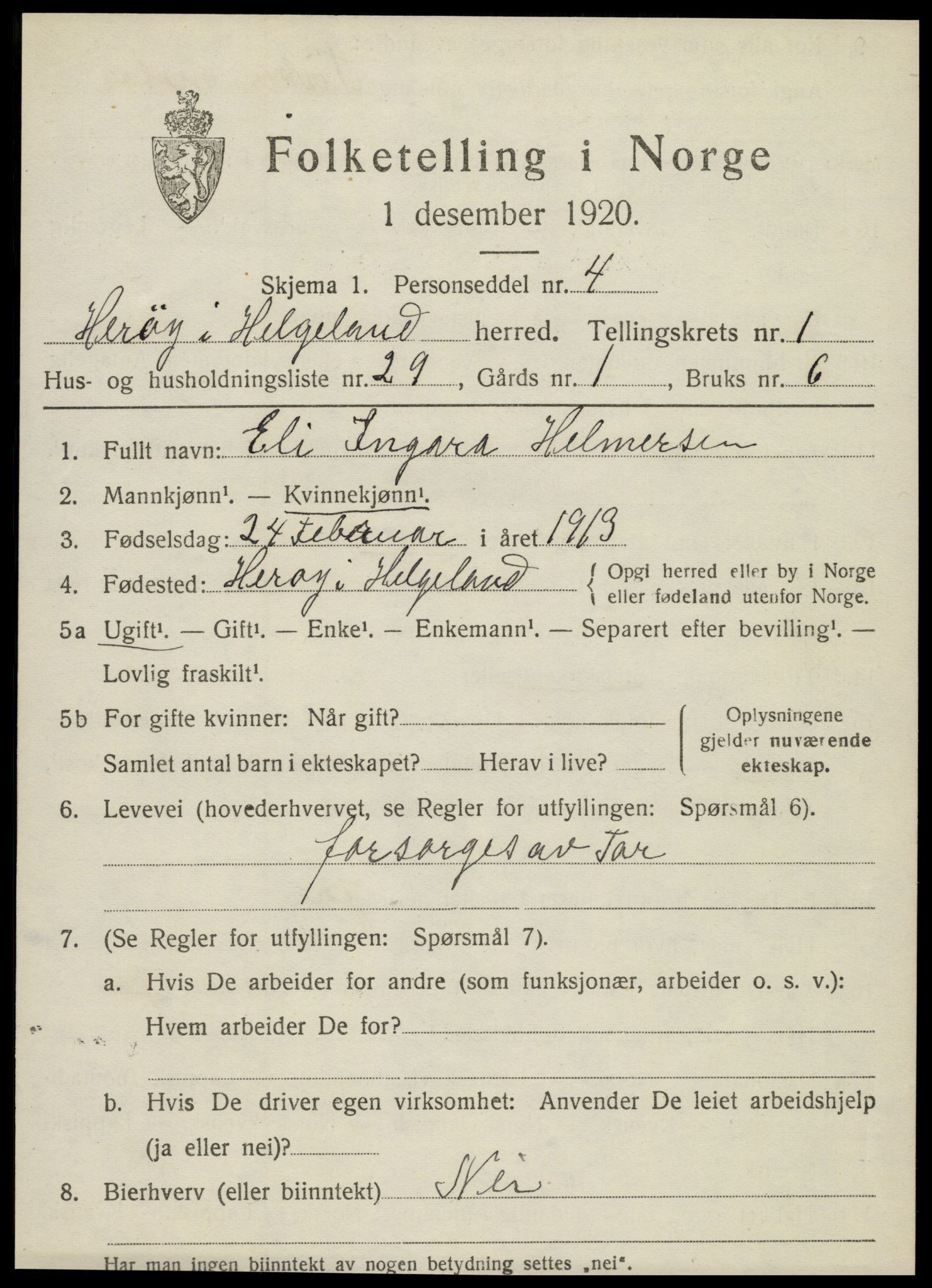 SAT, 1920 census for Herøy, 1920, p. 1308