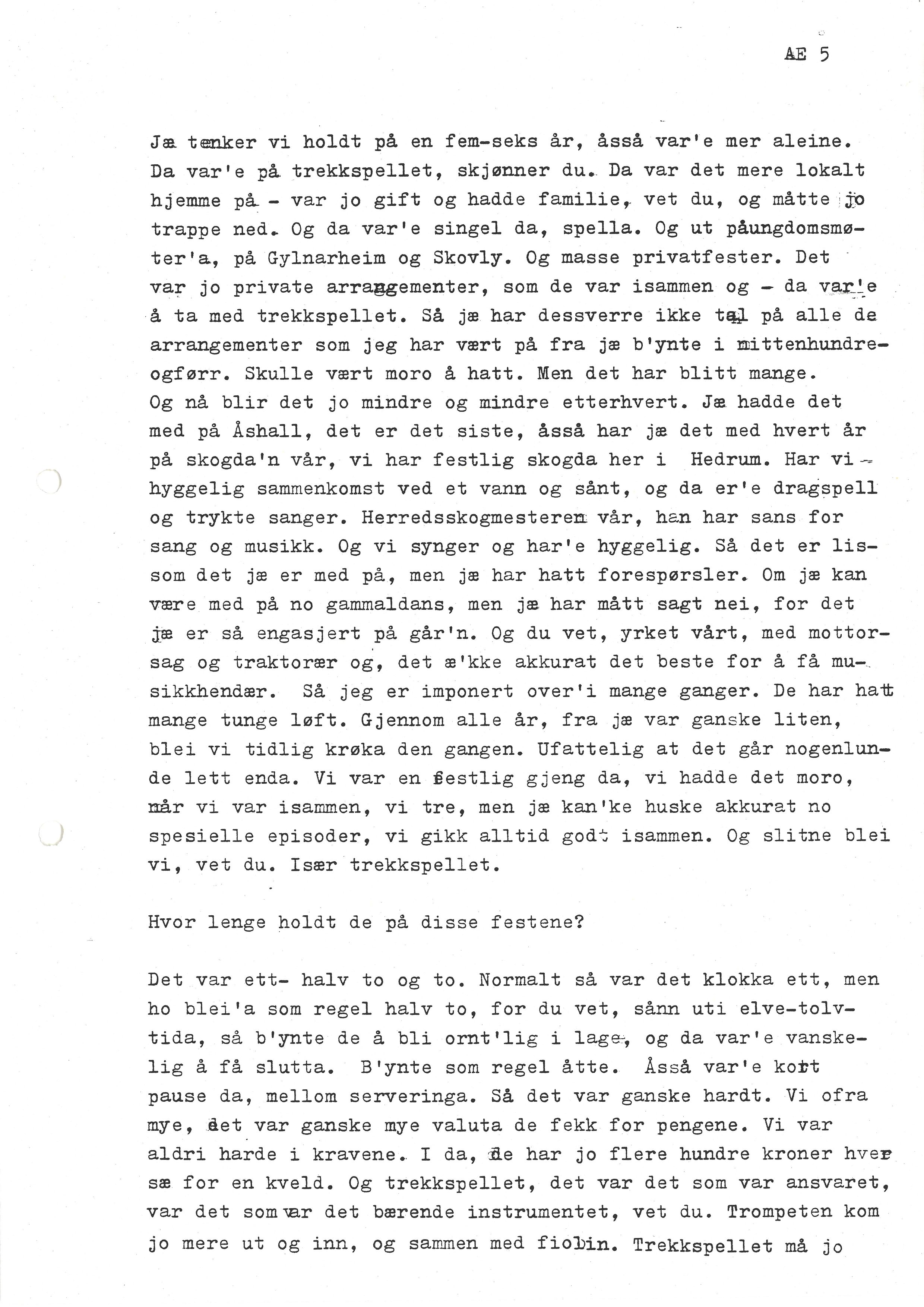 Sa 16 - Folkemusikk fra Vestfold, Gjerdesamlingen, VEMU/A-1868/I/L0001: Informantregister med intervjunedtegnelser, 1979-1986