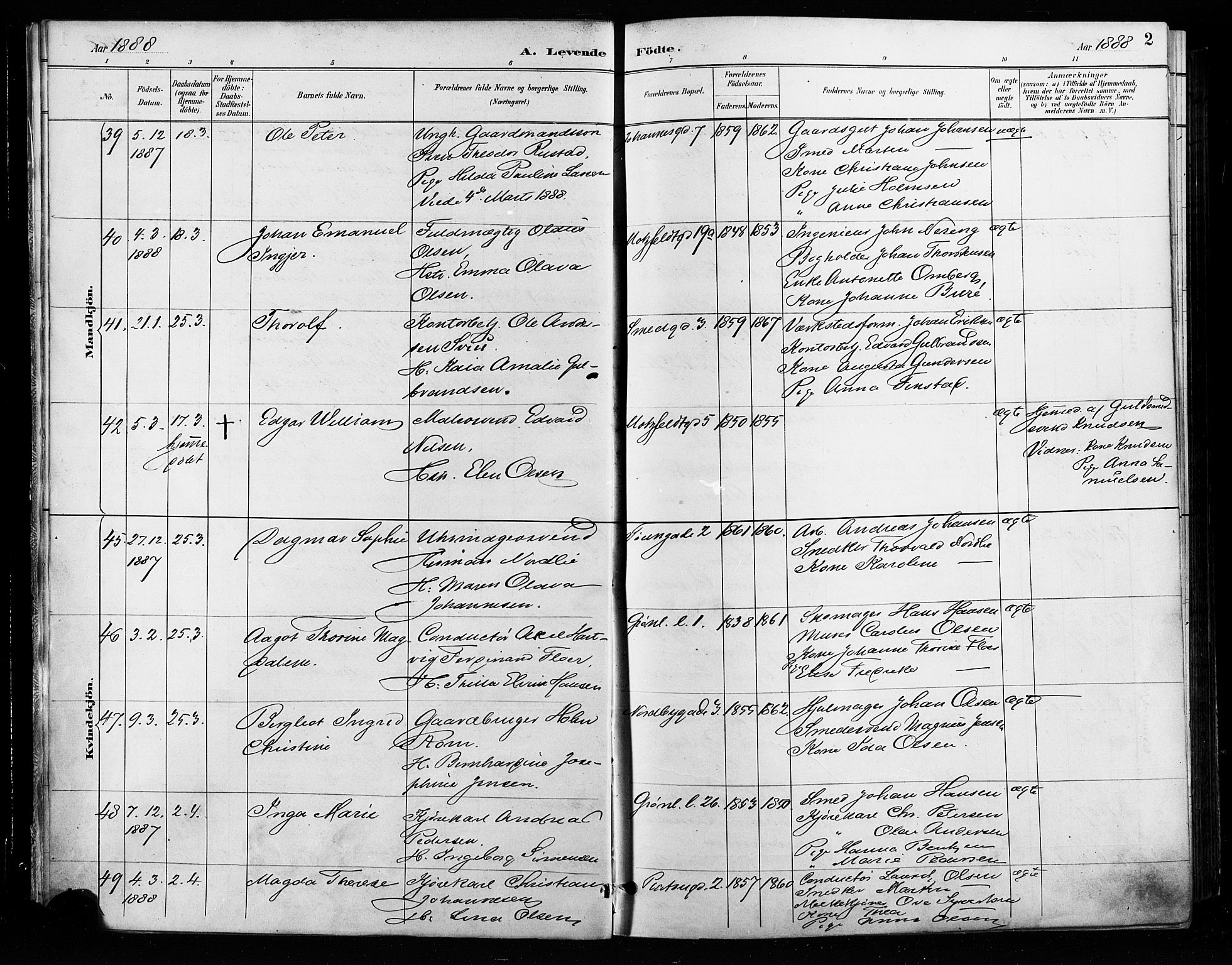 Grønland prestekontor Kirkebøker, SAO/A-10848/F/Fa/L0009: Parish register (official) no. 9, 1888-1893, p. 2