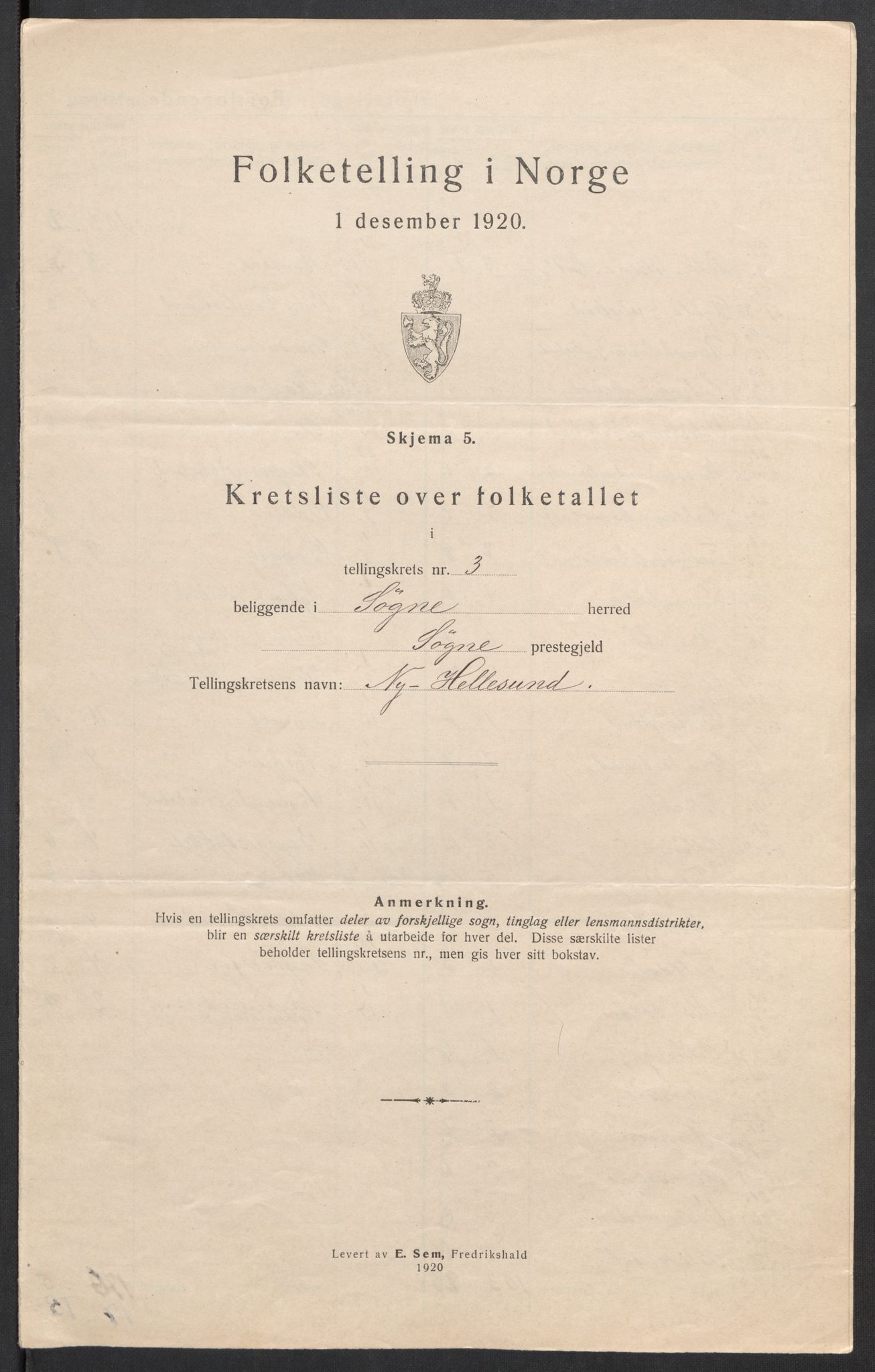 SAK, 1920 census for Søgne, 1920, p. 14