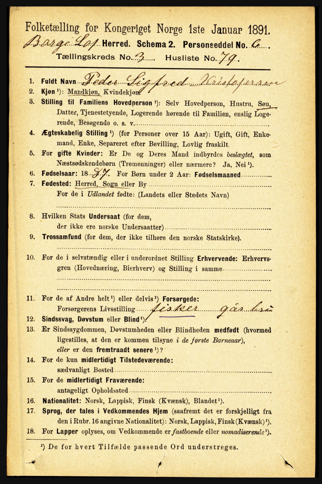 RA, 1891 census for 1862 Borge, 1891, p. 2009