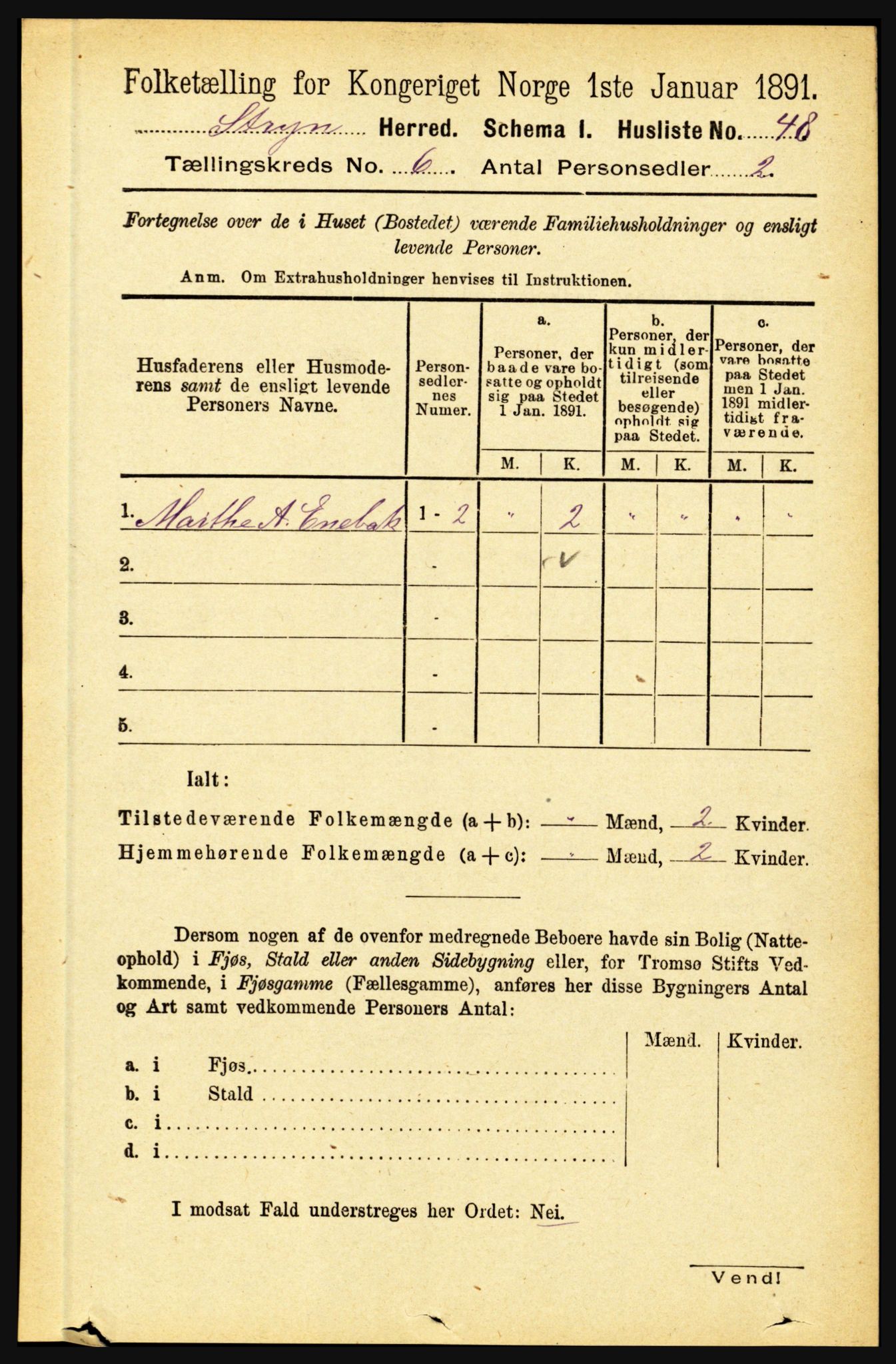 RA, 1891 census for 1448 Stryn, 1891, p. 2378