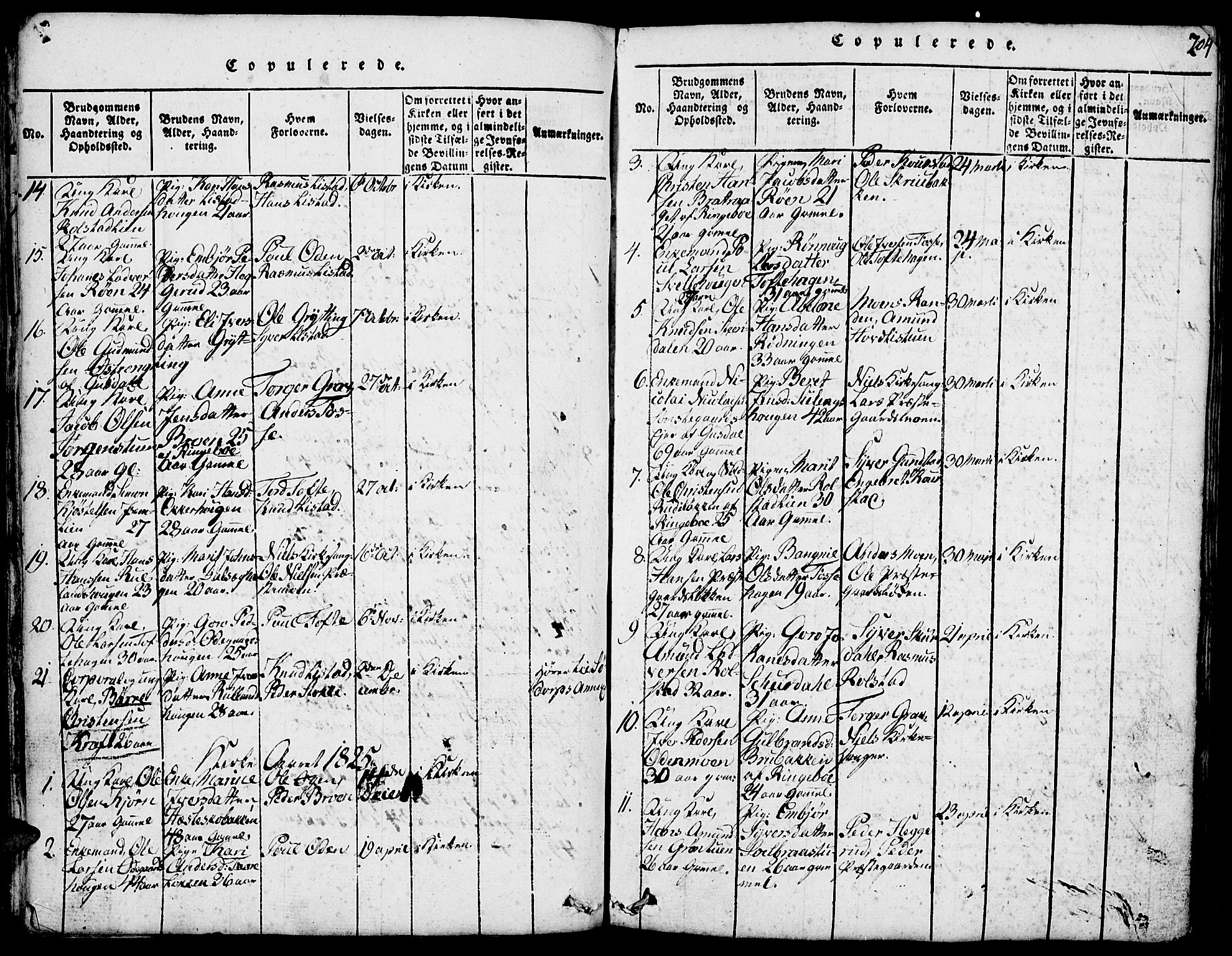 Fron prestekontor, SAH/PREST-078/H/Ha/Hab/L0001: Parish register (copy) no. 1, 1816-1843, p. 204
