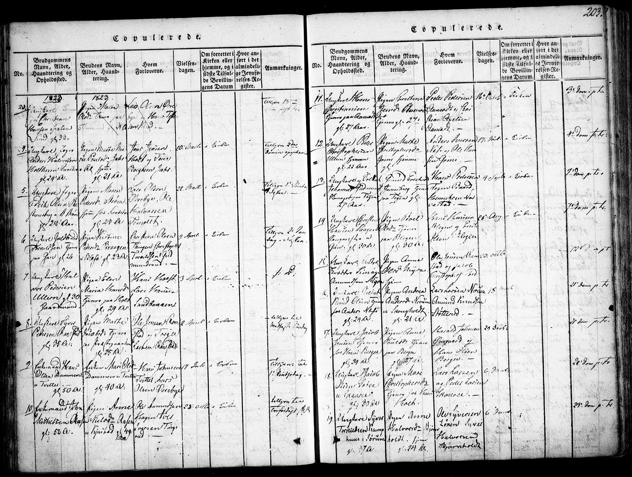 Fet prestekontor Kirkebøker, SAO/A-10370a/F/Fa/L0008: Parish register (official) no. I 8, 1815-1842, p. 203