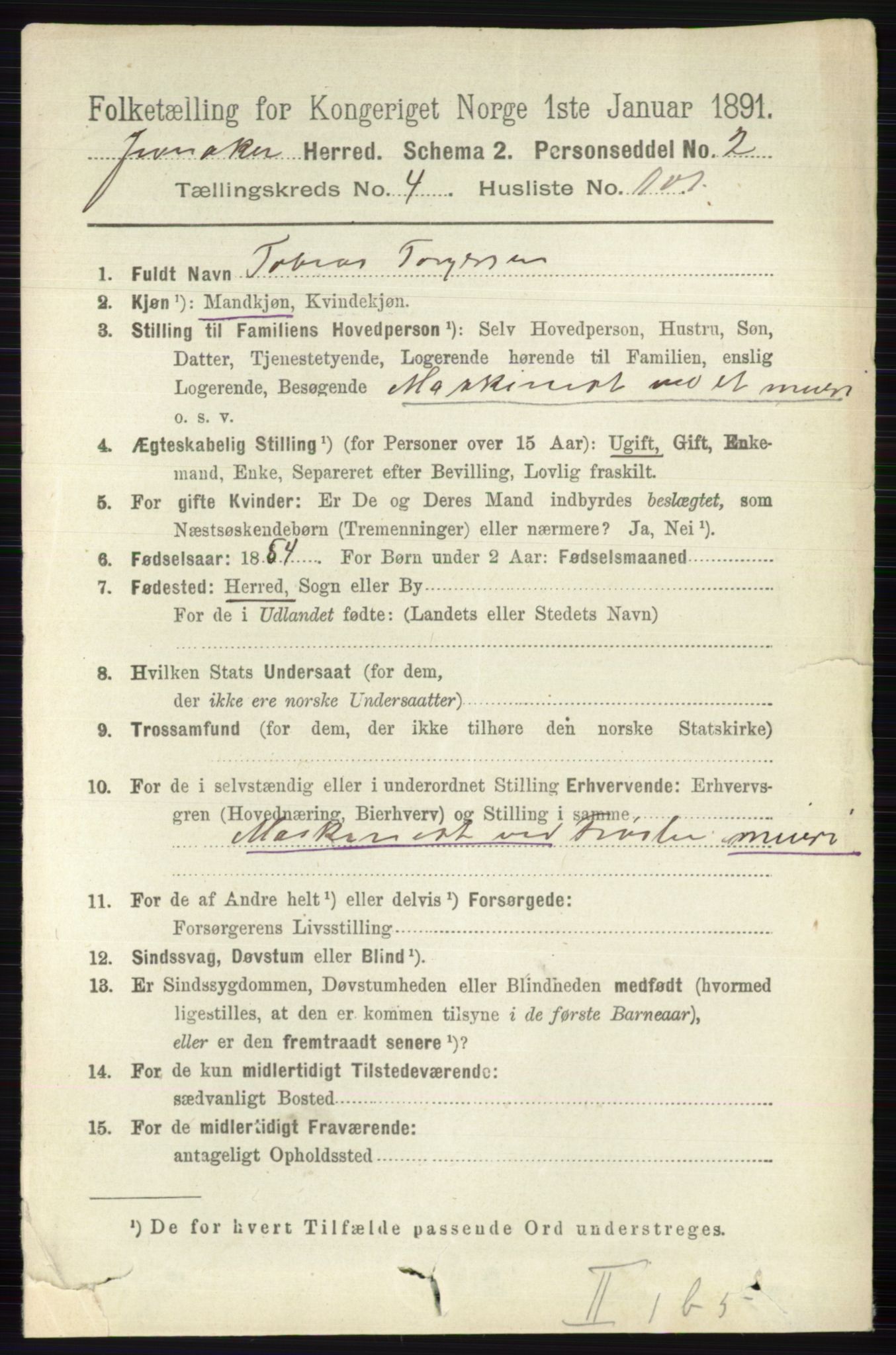 RA, 1891 census for 0532 Jevnaker, 1891, p. 2324