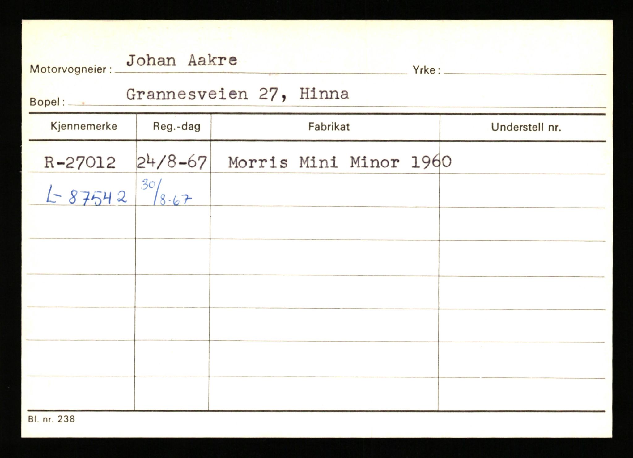 Stavanger trafikkstasjon, SAST/A-101942/0/G/L0005: Registreringsnummer: 23000 - 34245, 1930-1971, p. 1353