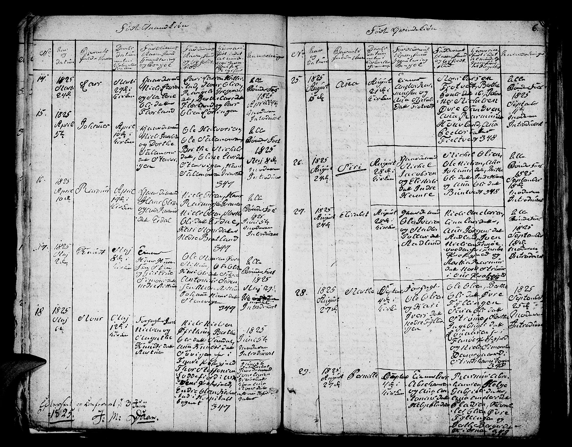 Fana Sokneprestembete, AV/SAB-A-75101/H/Hab/Habc/L0001: Parish register (copy) no. C 1, 1824-1837, p. 6