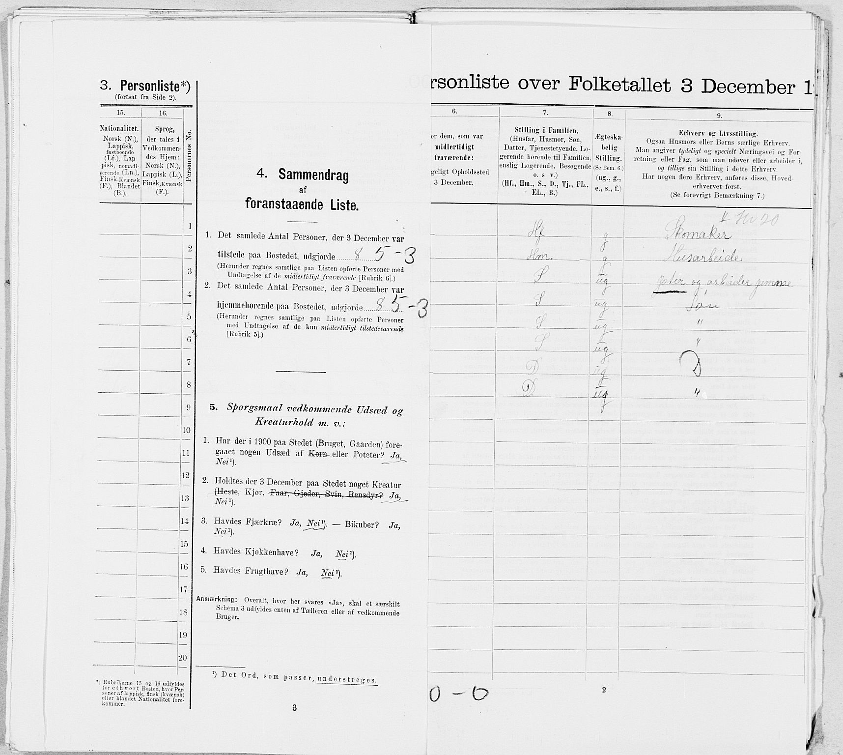 SAT, 1900 census for Stamnes, 1900, p. 993