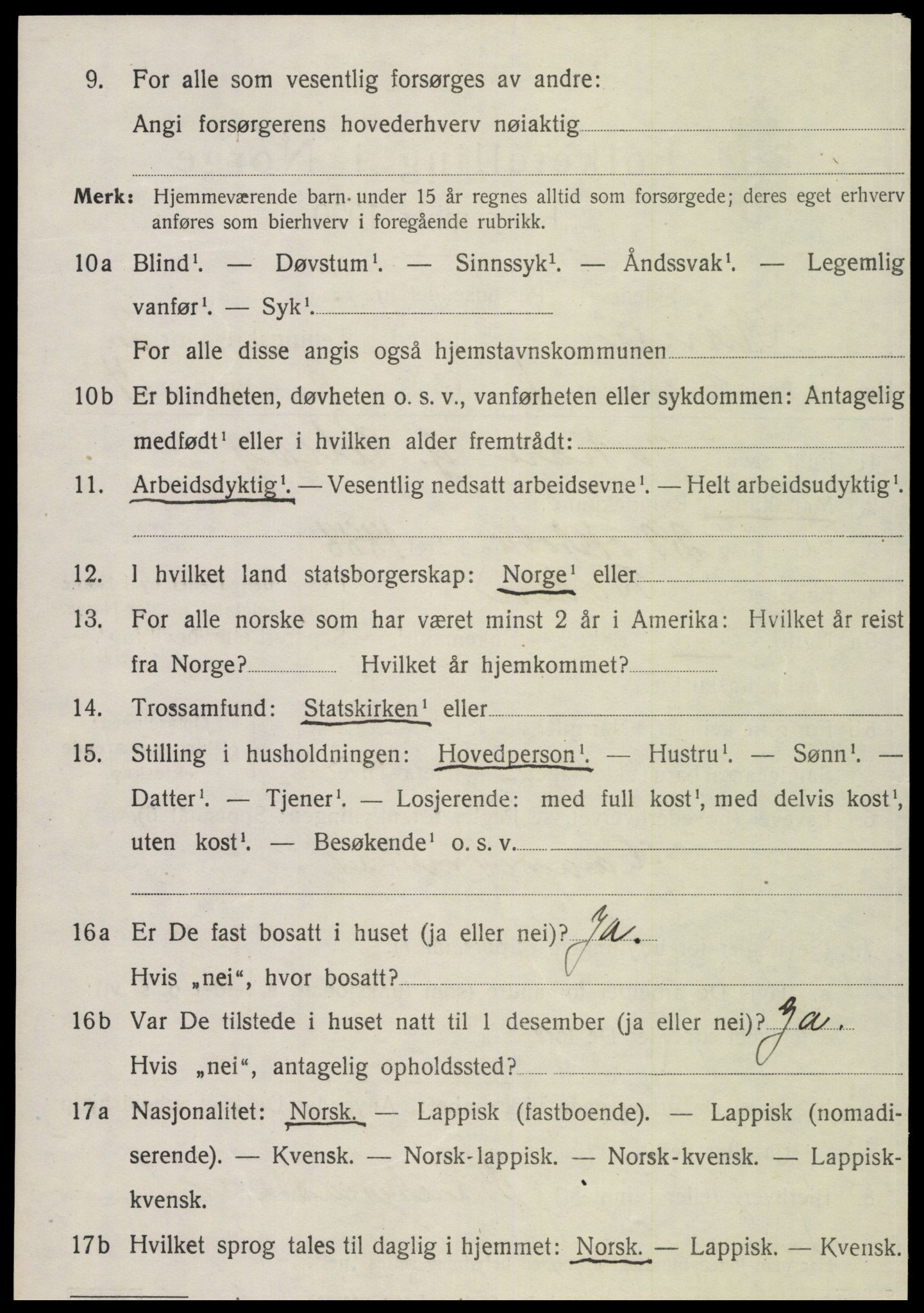 SAT, 1920 census for Klinga, 1920, p. 1448