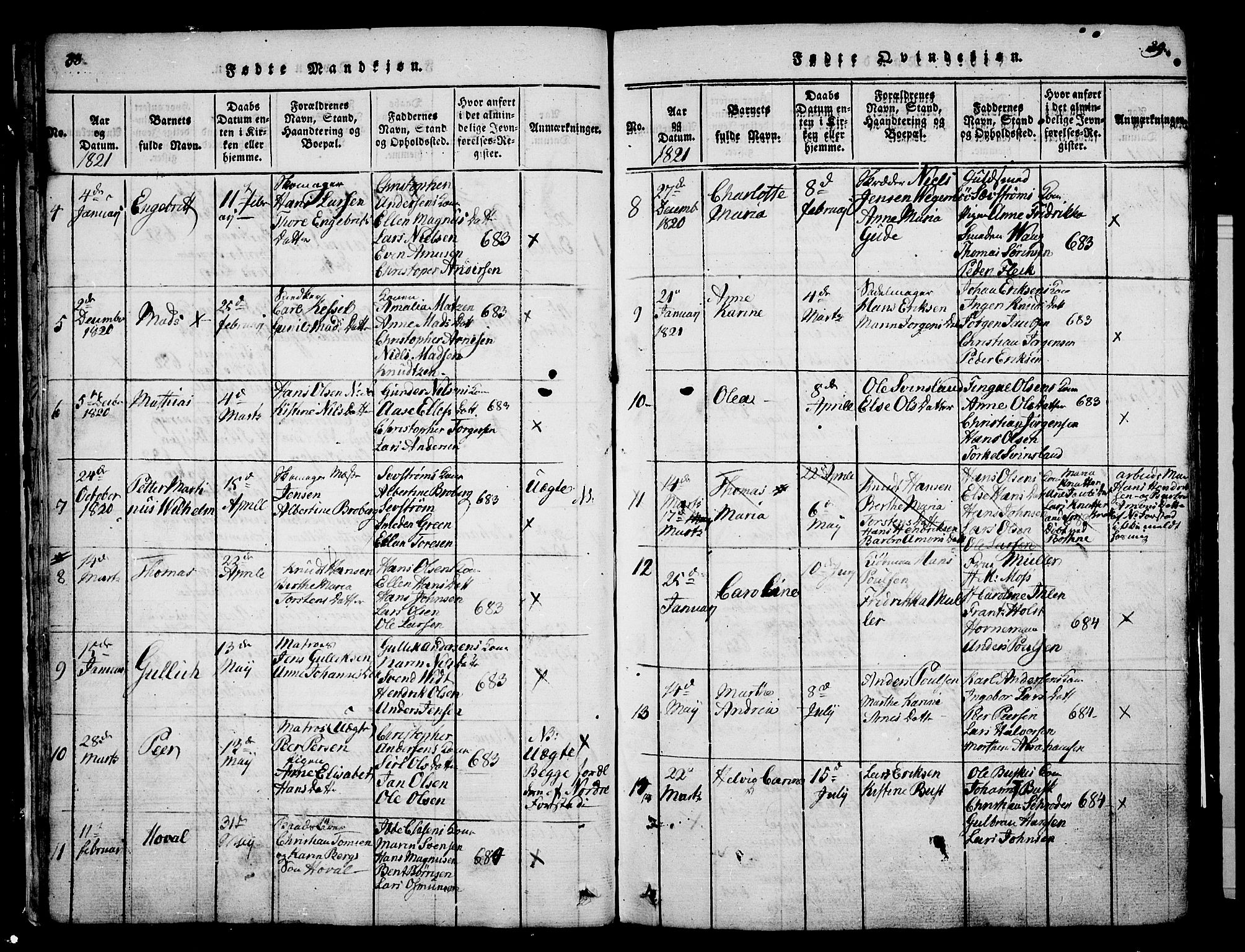 Holmestrand kirkebøker, SAKO/A-346/G/Ga/L0001: Parish register (copy) no. 1, 1814-1848, p. 38-39