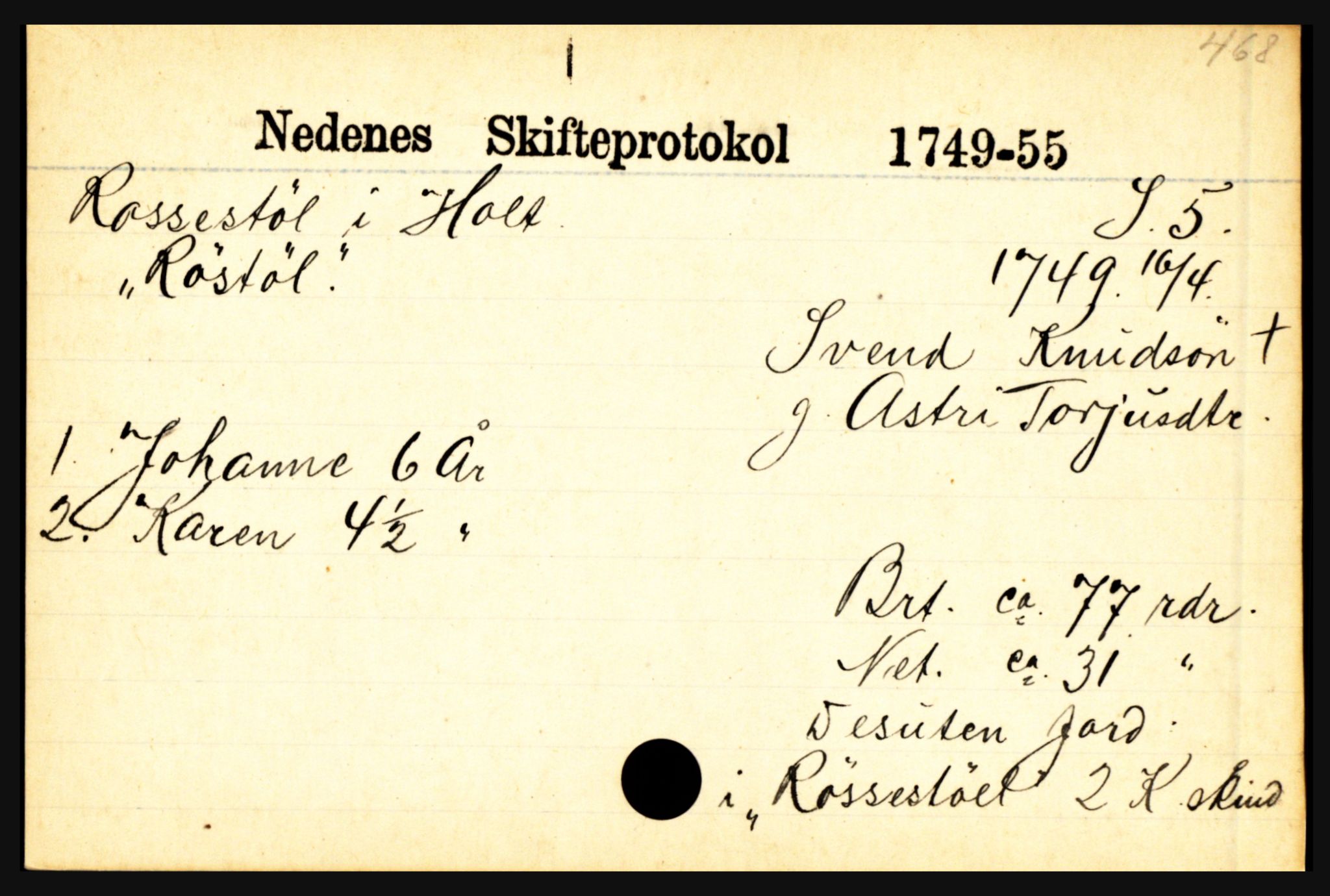 Nedenes sorenskriveri før 1824, AV/SAK-1221-0007/H, p. 24441