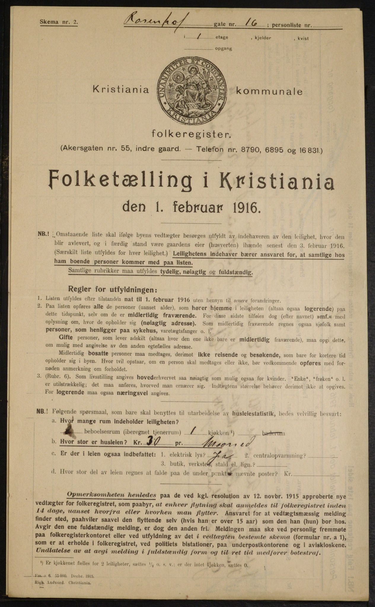 OBA, Municipal Census 1916 for Kristiania, 1916, p. 86076