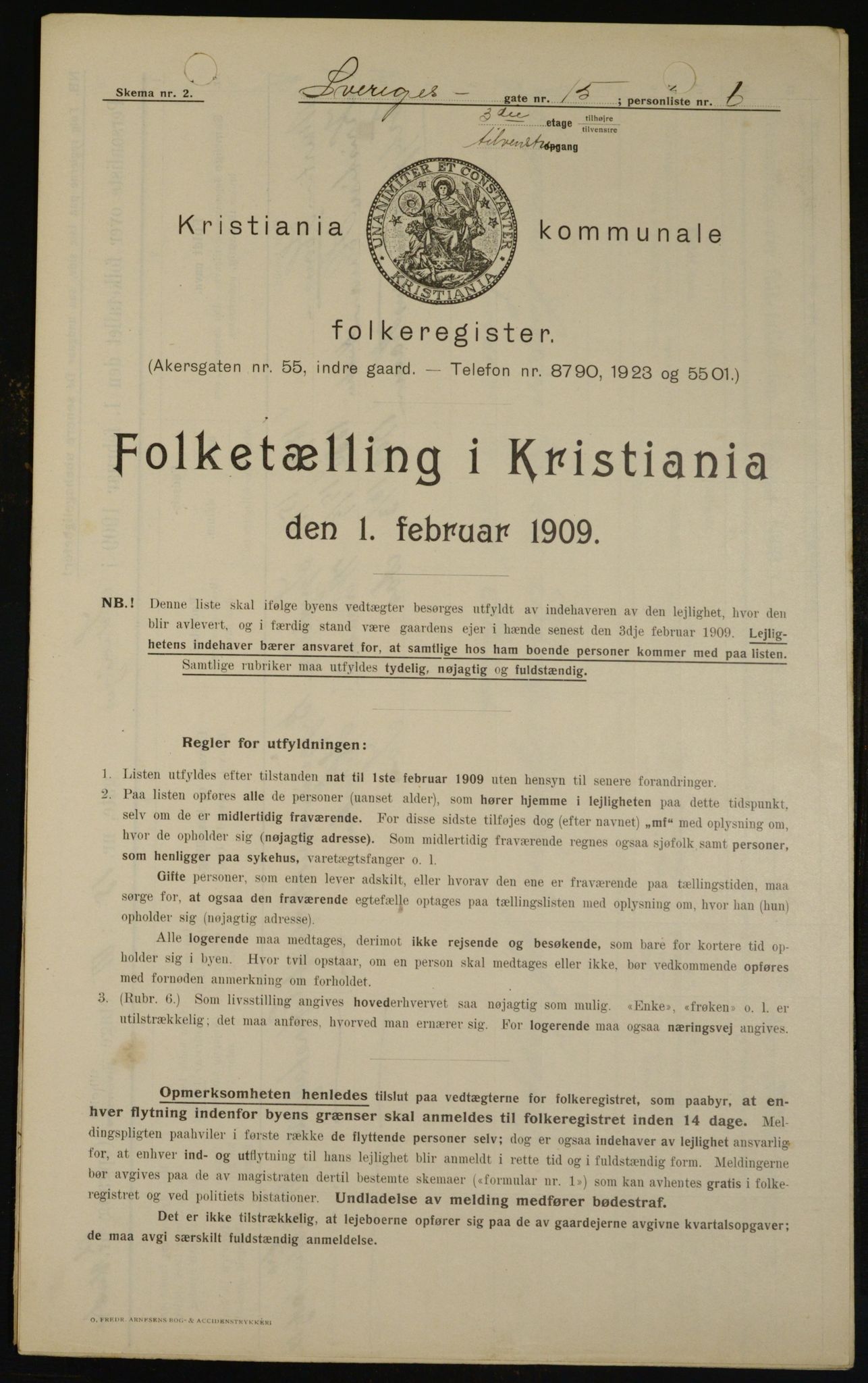 OBA, Municipal Census 1909 for Kristiania, 1909, p. 95826