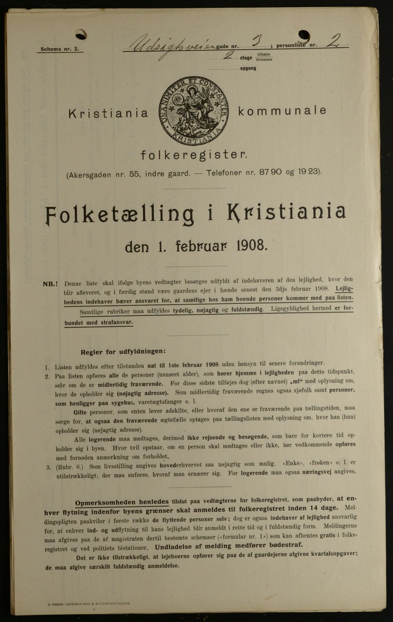 OBA, Municipal Census 1908 for Kristiania, 1908, p. 108943