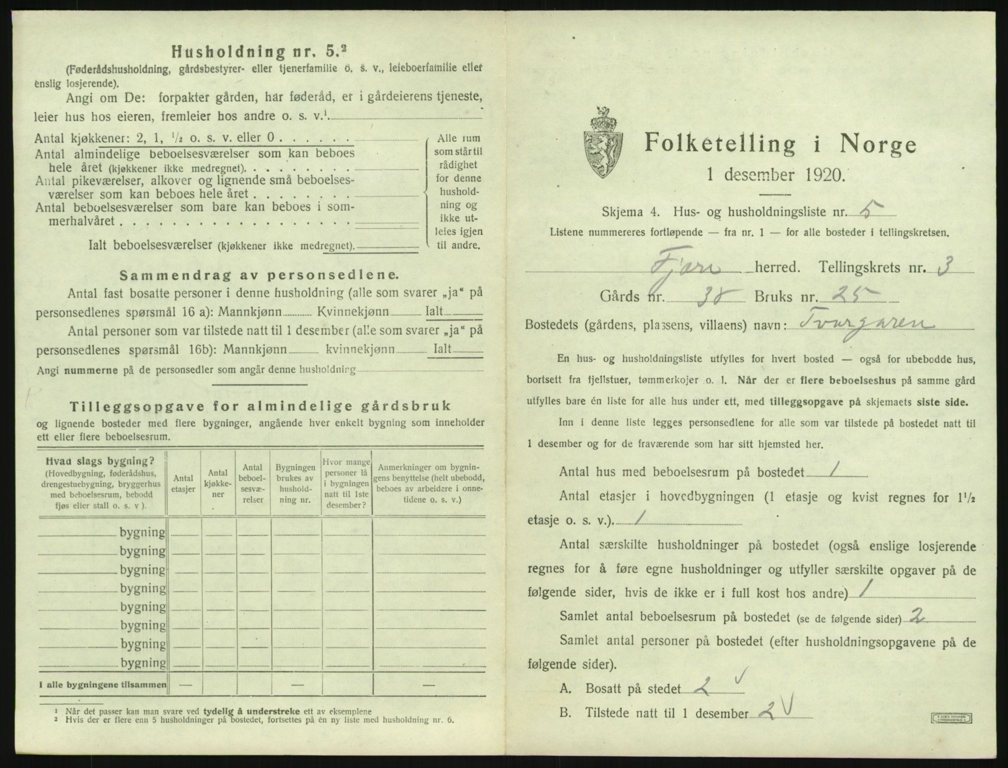 SAK, 1920 census for Fjære, 1920, p. 511