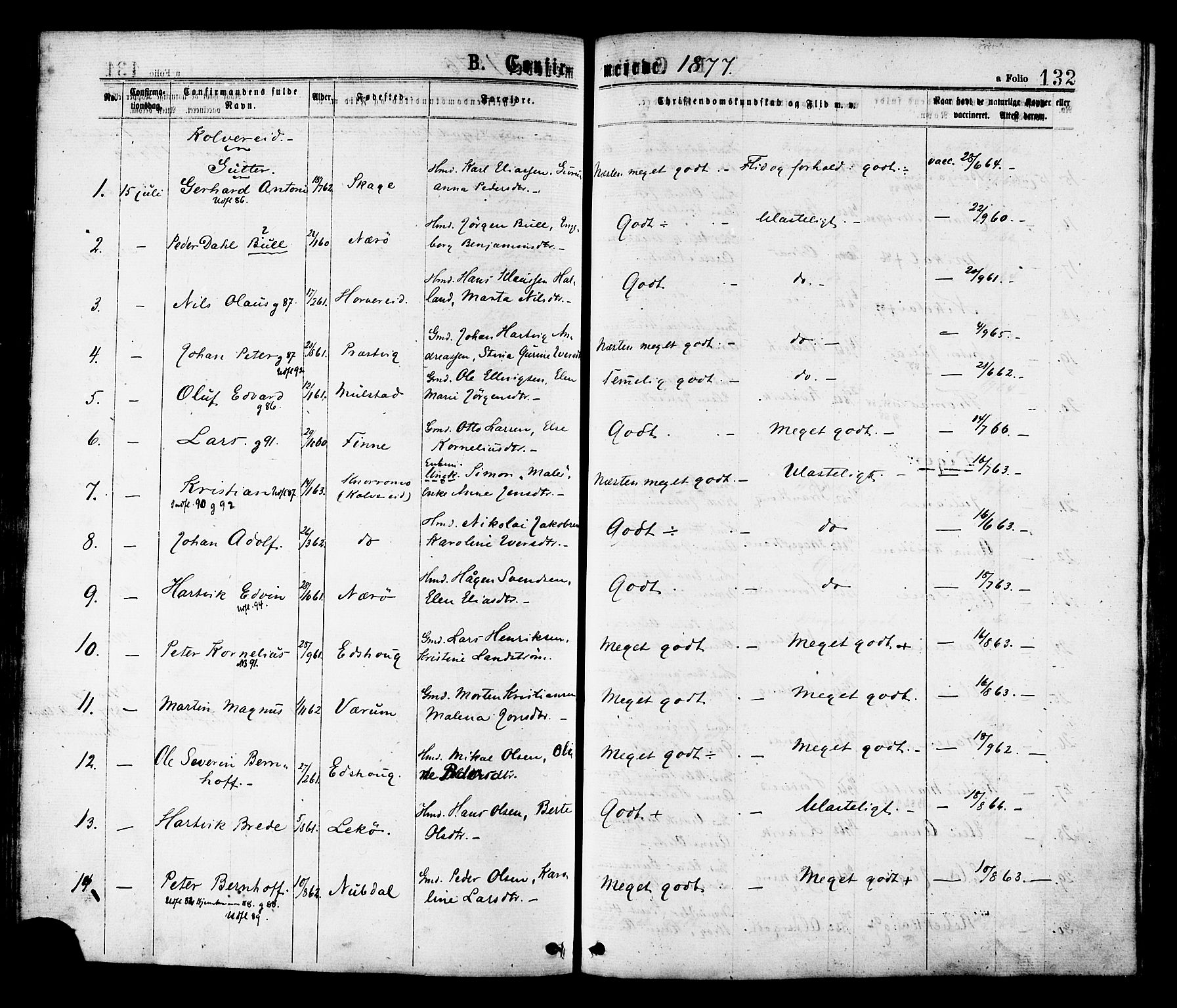 Ministerialprotokoller, klokkerbøker og fødselsregistre - Nord-Trøndelag, SAT/A-1458/780/L0642: Parish register (official) no. 780A07 /1, 1874-1885, p. 132